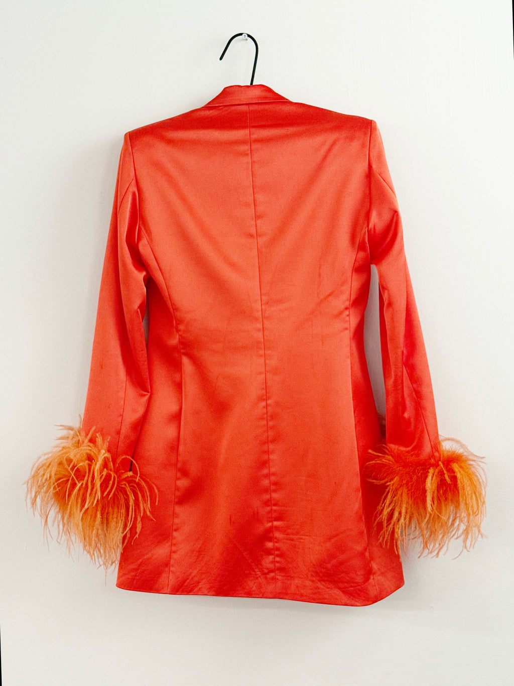 Alberto Audenino Orange Feather-Trim Blazer Dress