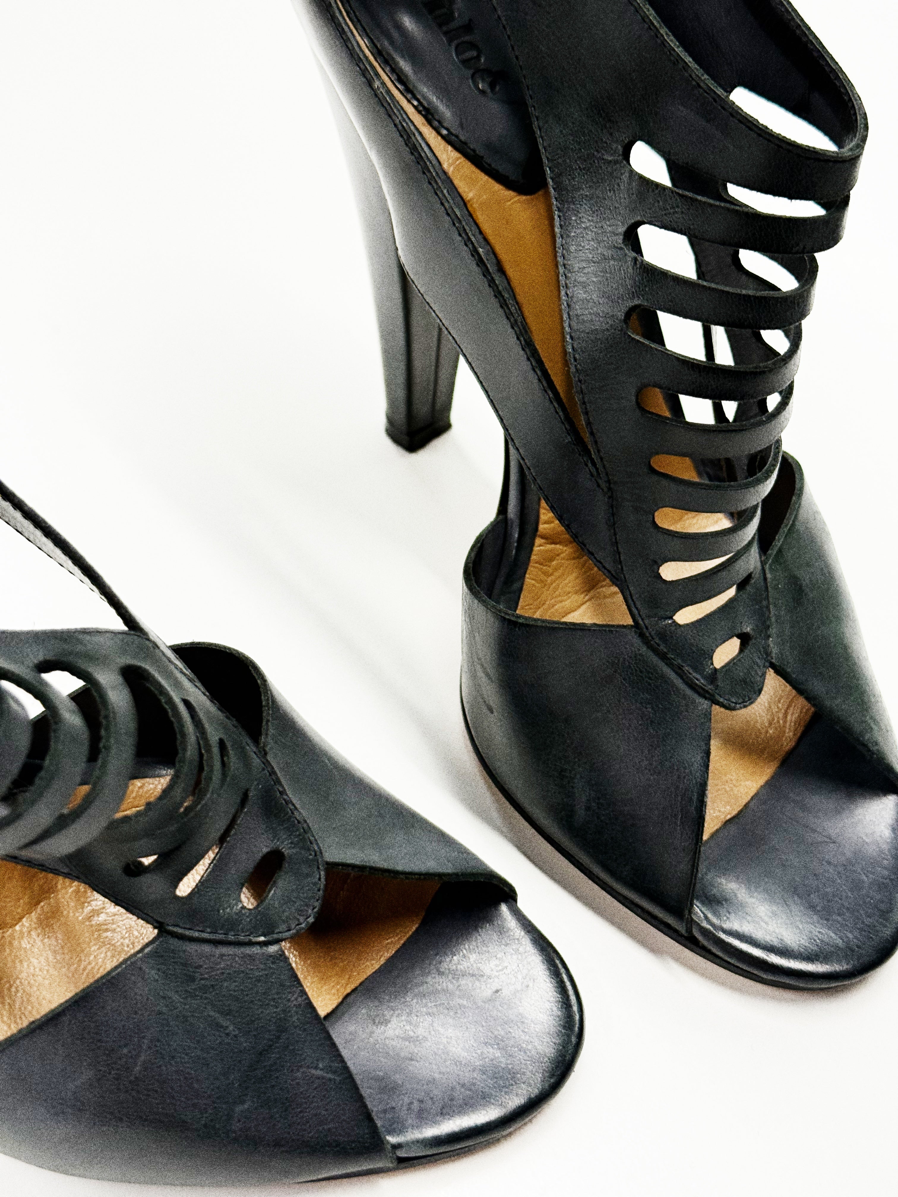 Chloé Dark Grey Cutout High Heel Sandals