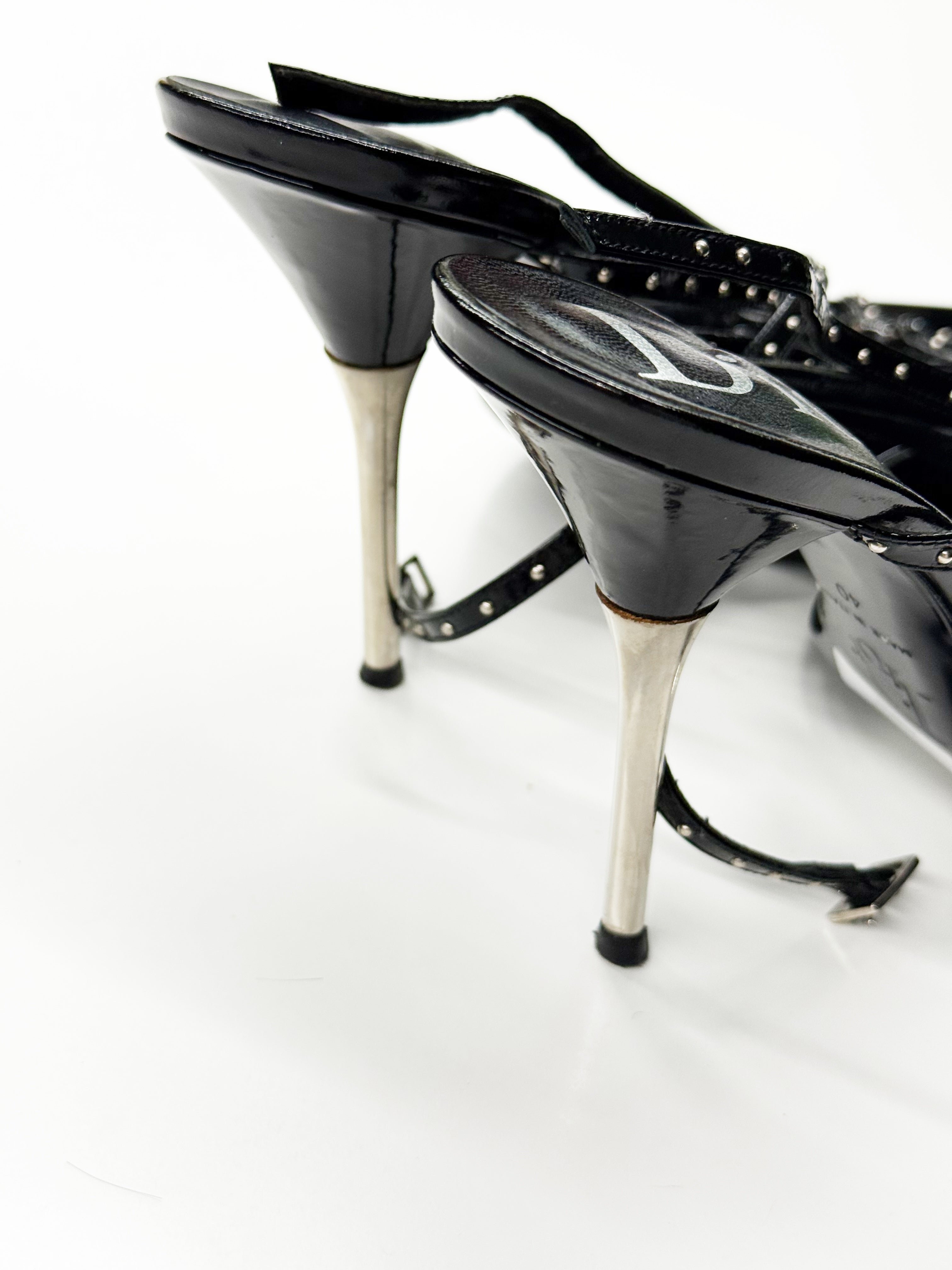 Dior Black Patent Leather Strappy Heels