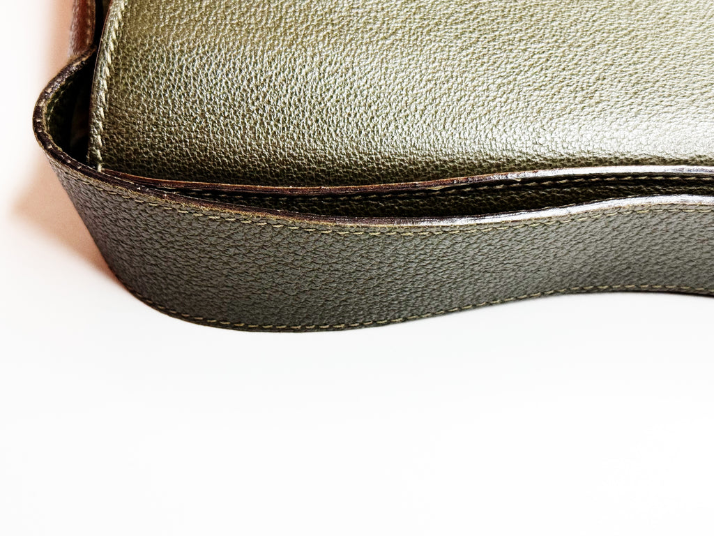 Vintage Gucci Green Suede & Leather Shoulder Bag