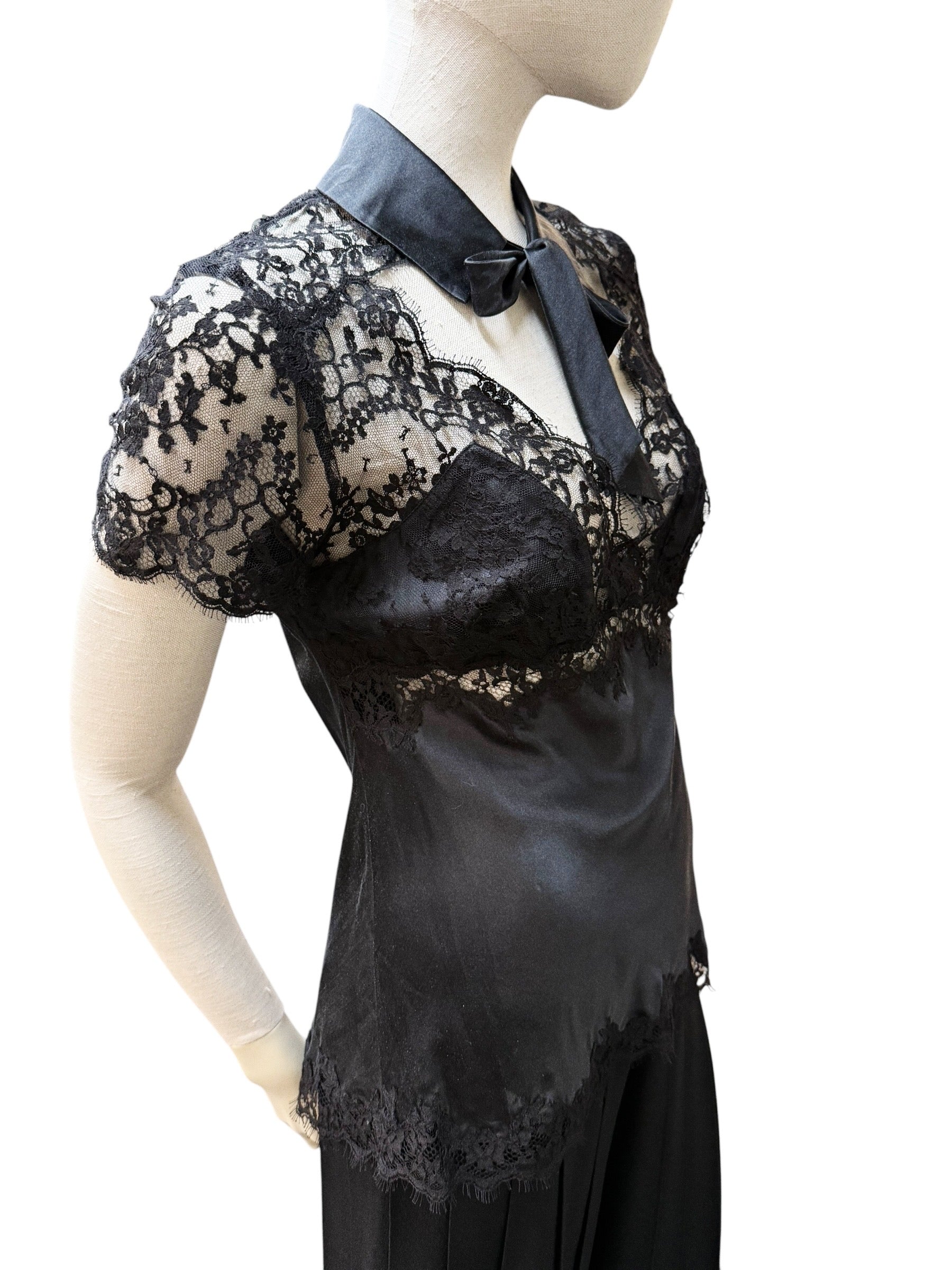 Marjolaine Black Silk & Lace Blouse