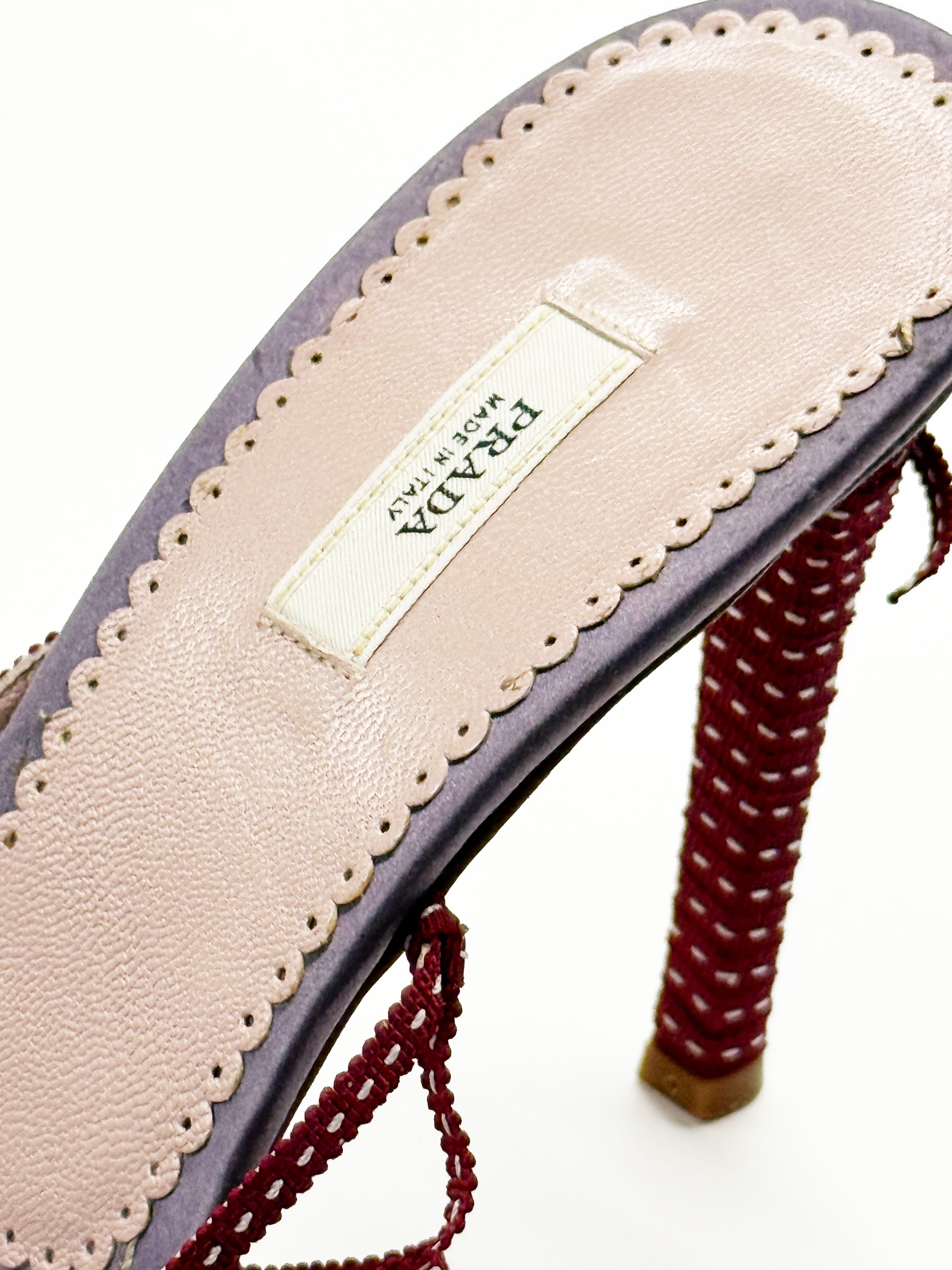 Prada Beaded Lace-Up Heels