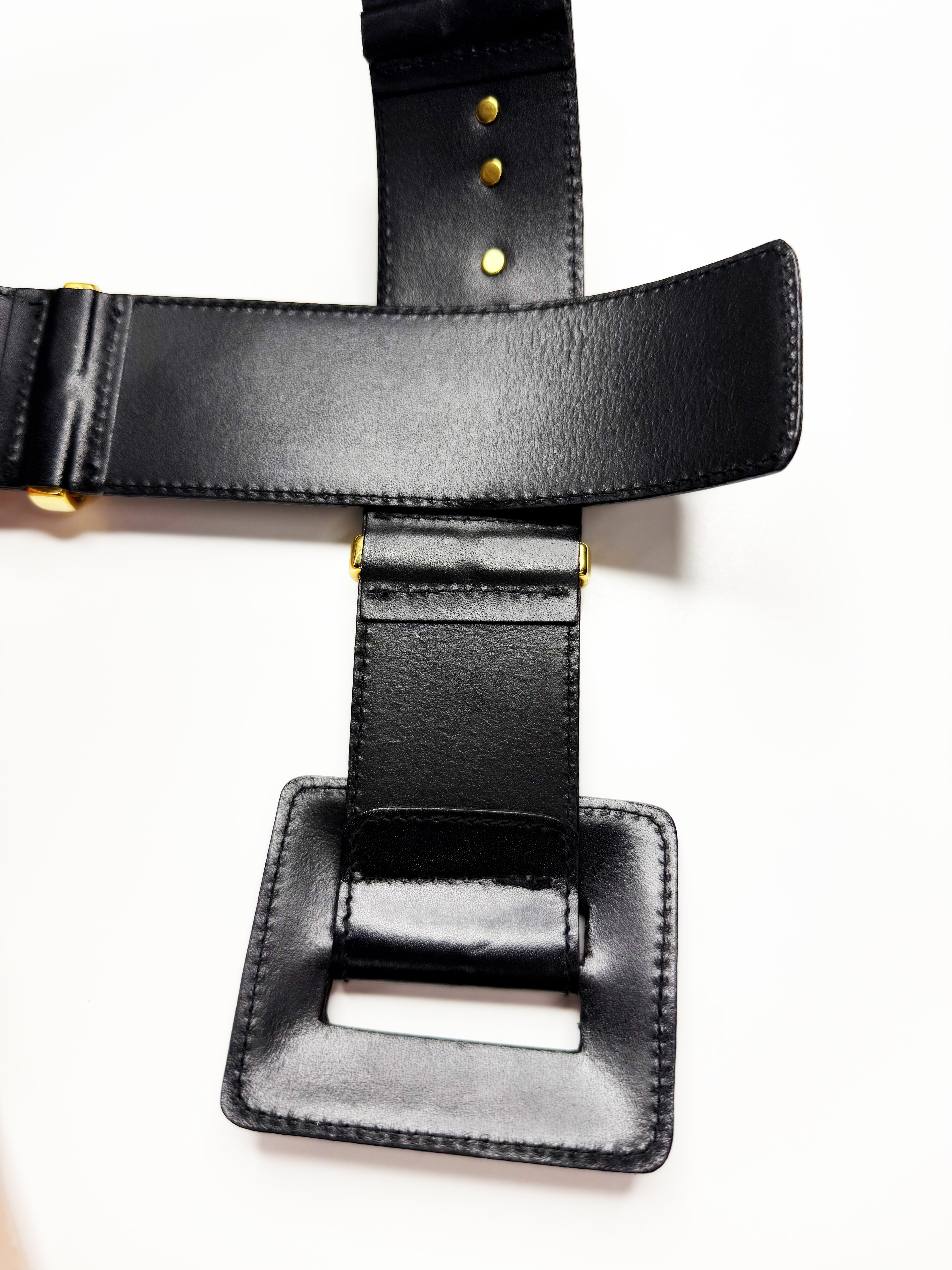 Escada Vintage Leather Belt with Gold Hearts