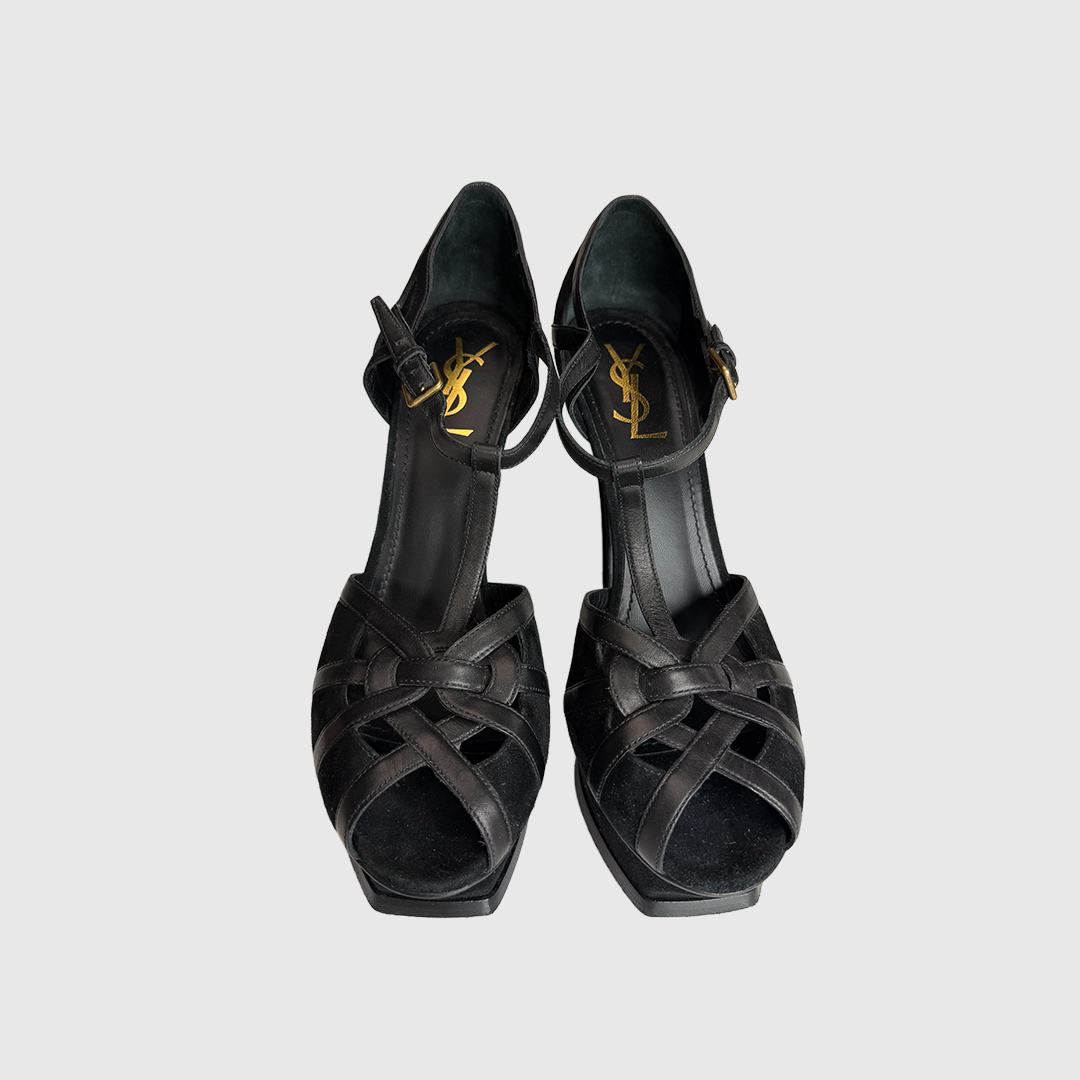 Yves Saint Laurent black Tribute platform heels
