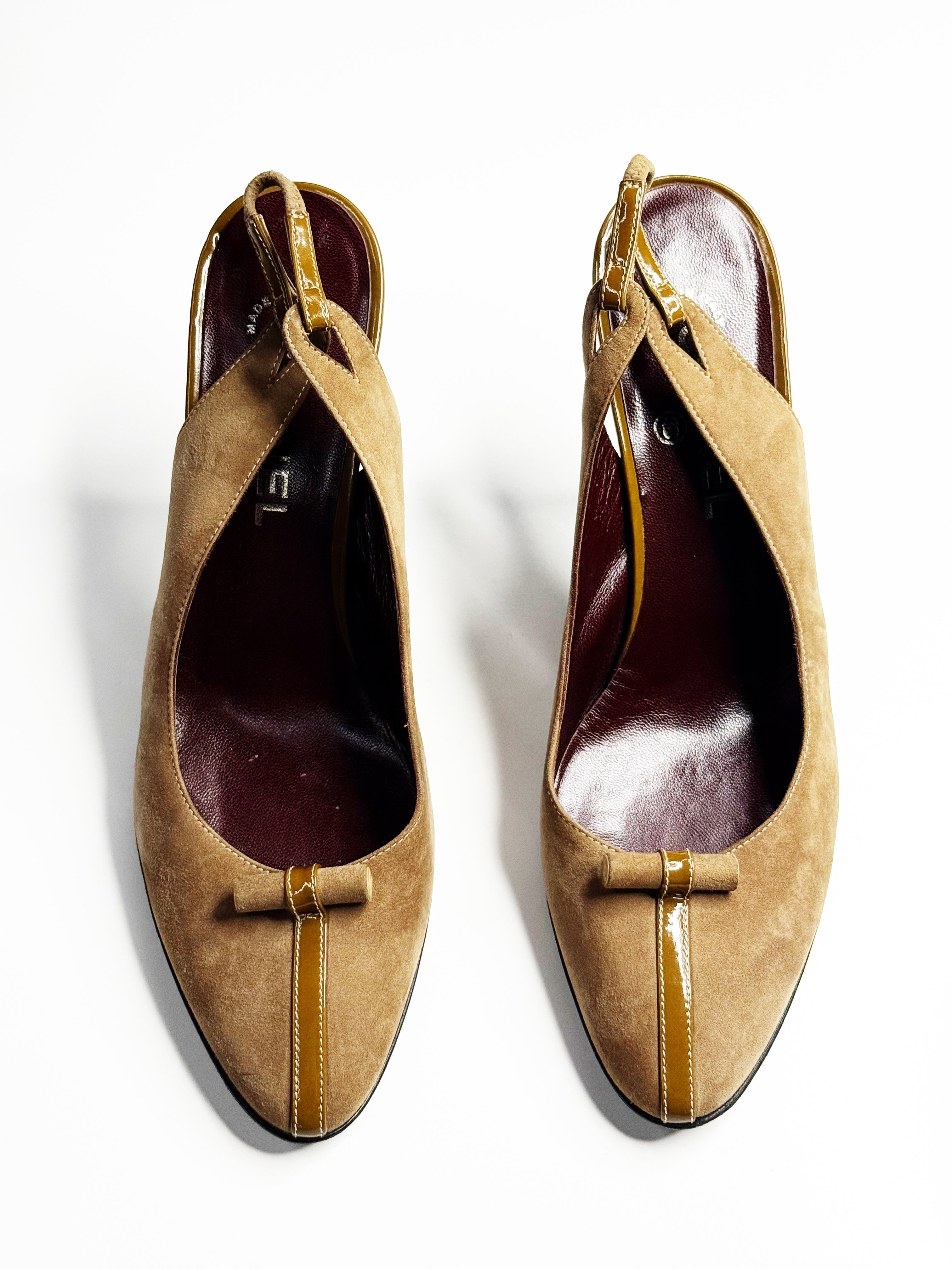 CHANEL Slingback Heels with Patent Trim