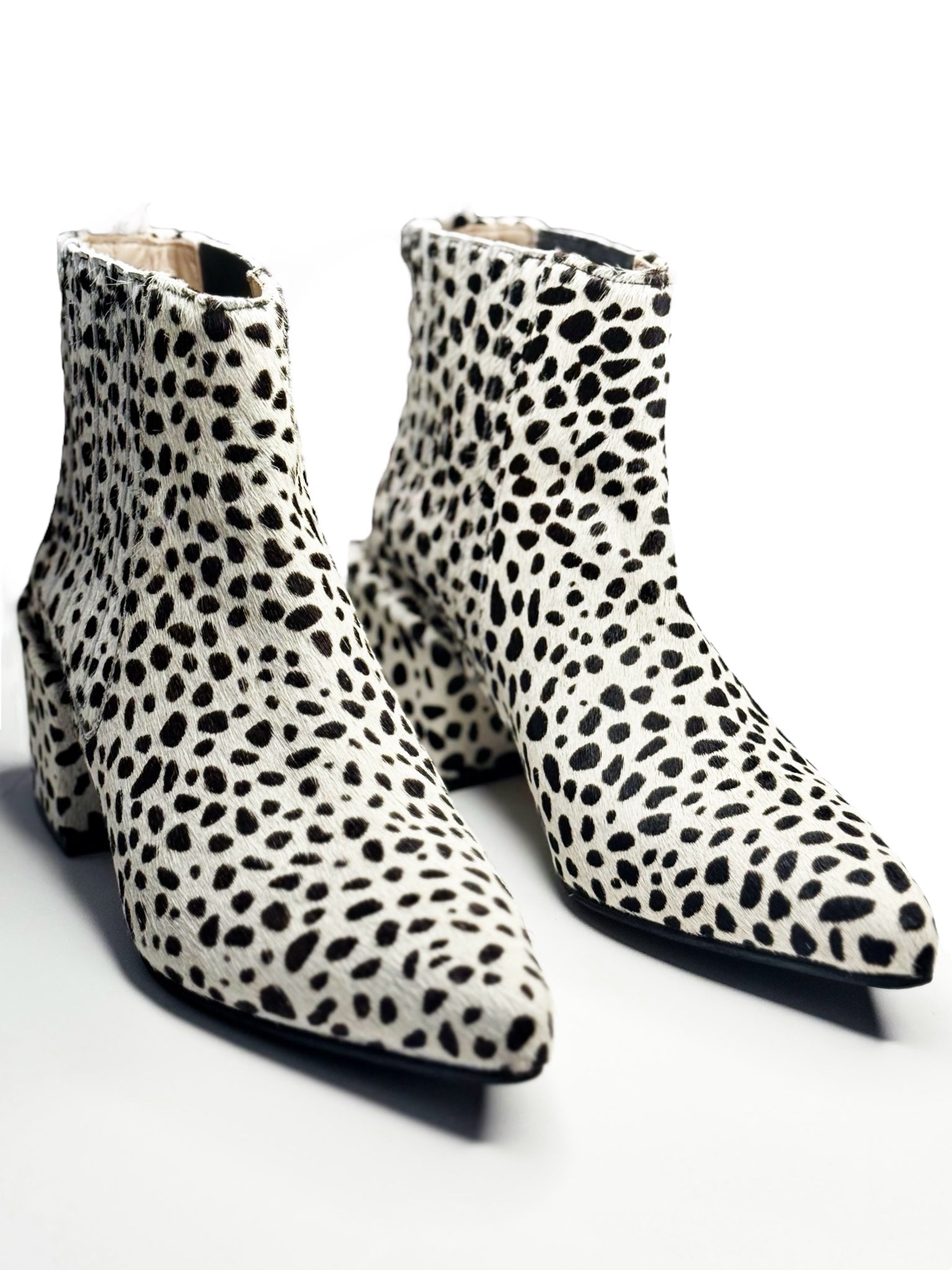 SINCE OSLO Dalmatian Pony Hair Ankle Boots - 36