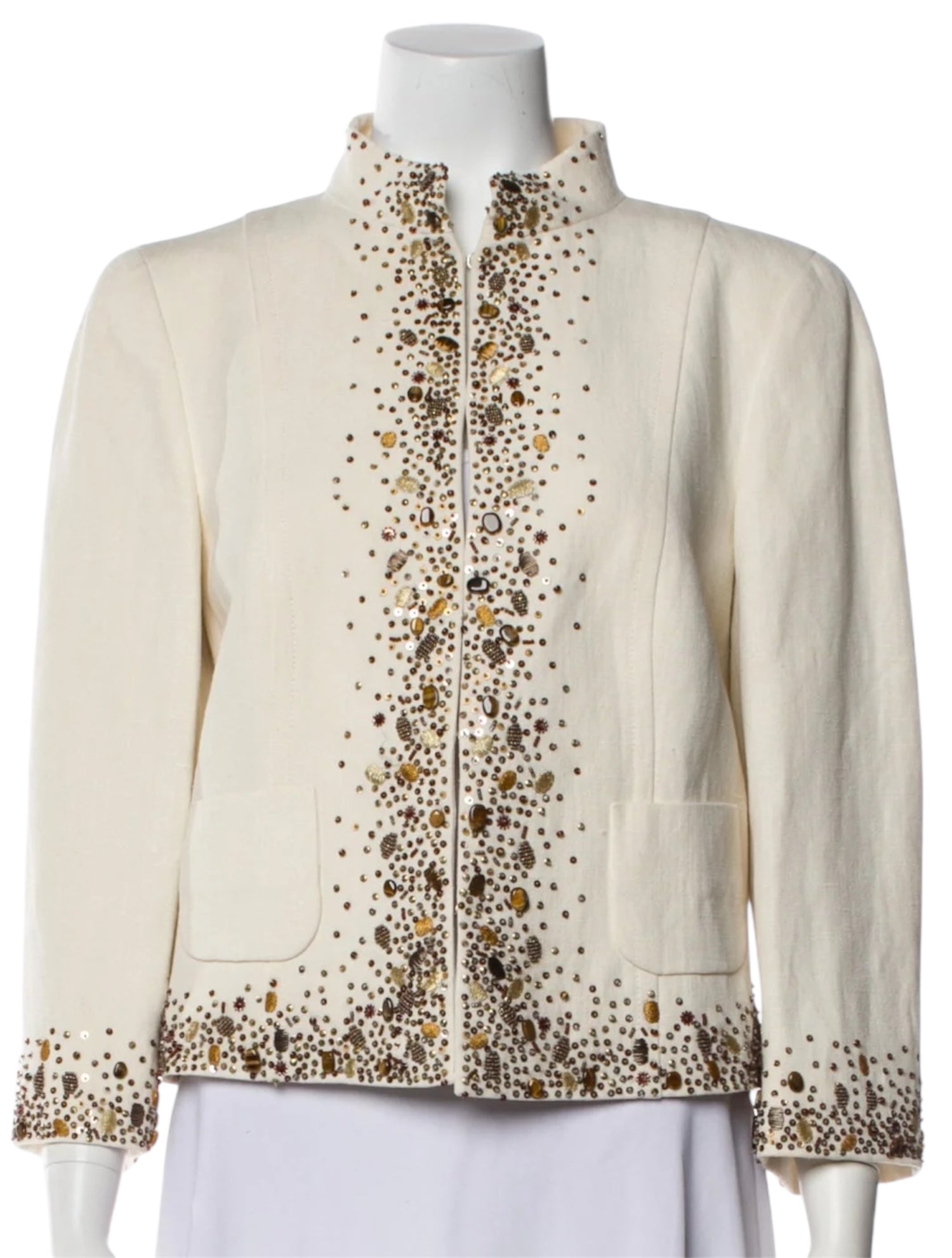 Escada Embellished Silk-Linen Jacket