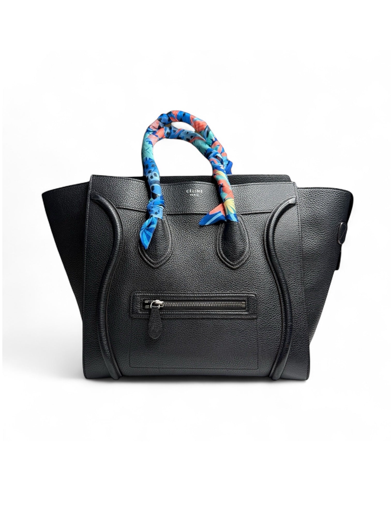 CÉLINE Mini Luggage Tote in Black Grained Calfskin (With Tags)