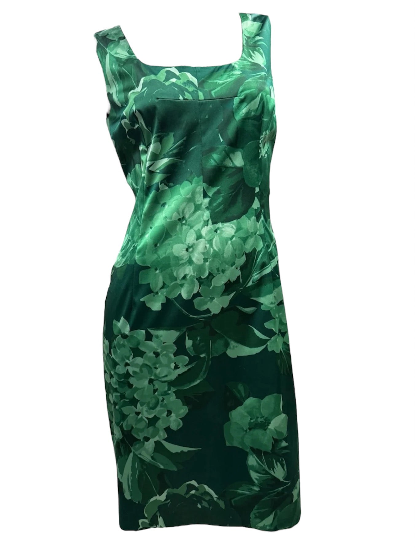 DOLCE & GABBANA green floral silk dress