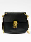 Chloé Drew Black Grained Leather Chain Shoulder Bag Gold Hardware 2015