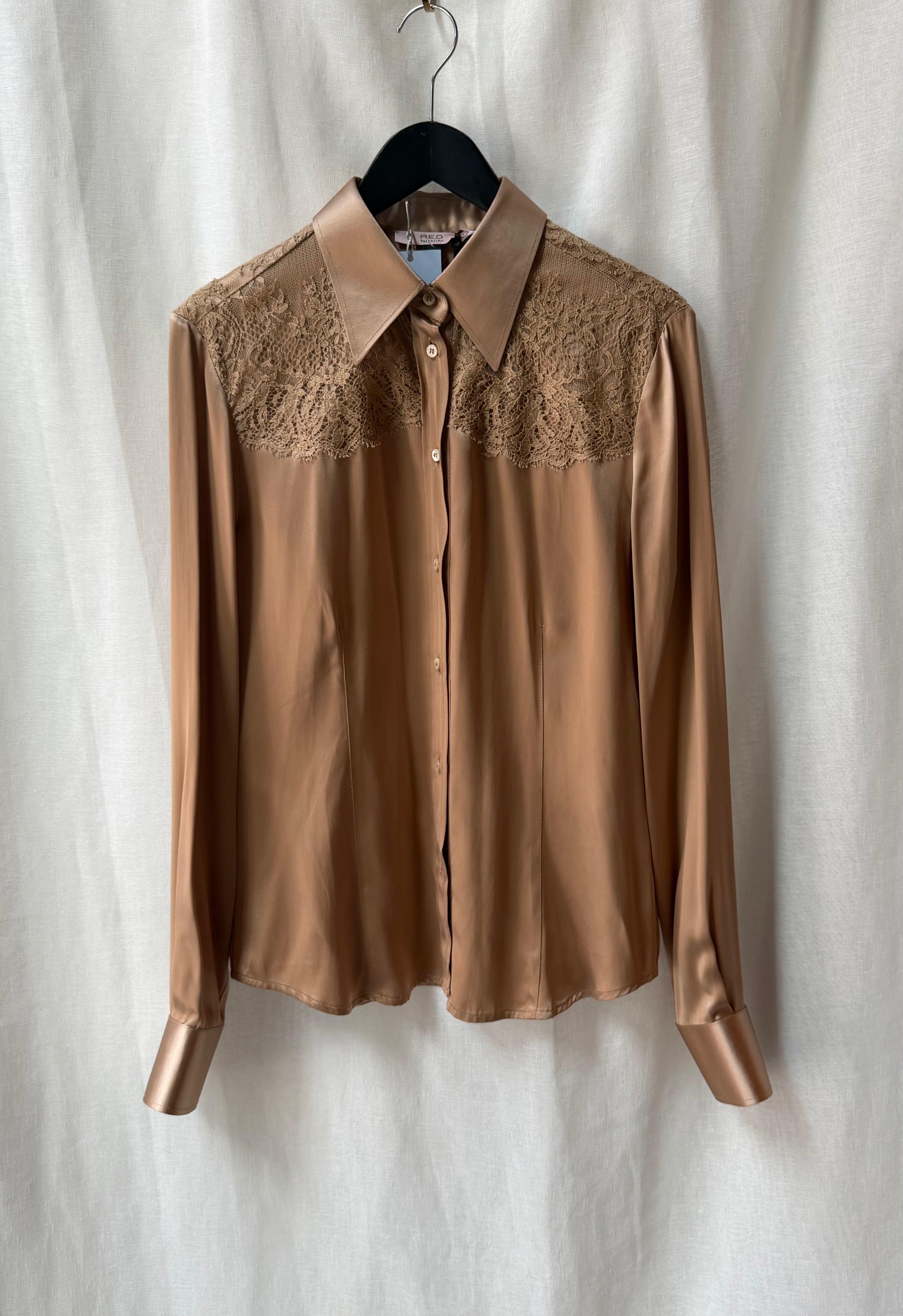 RED Valentino Satin & Lace Blouse