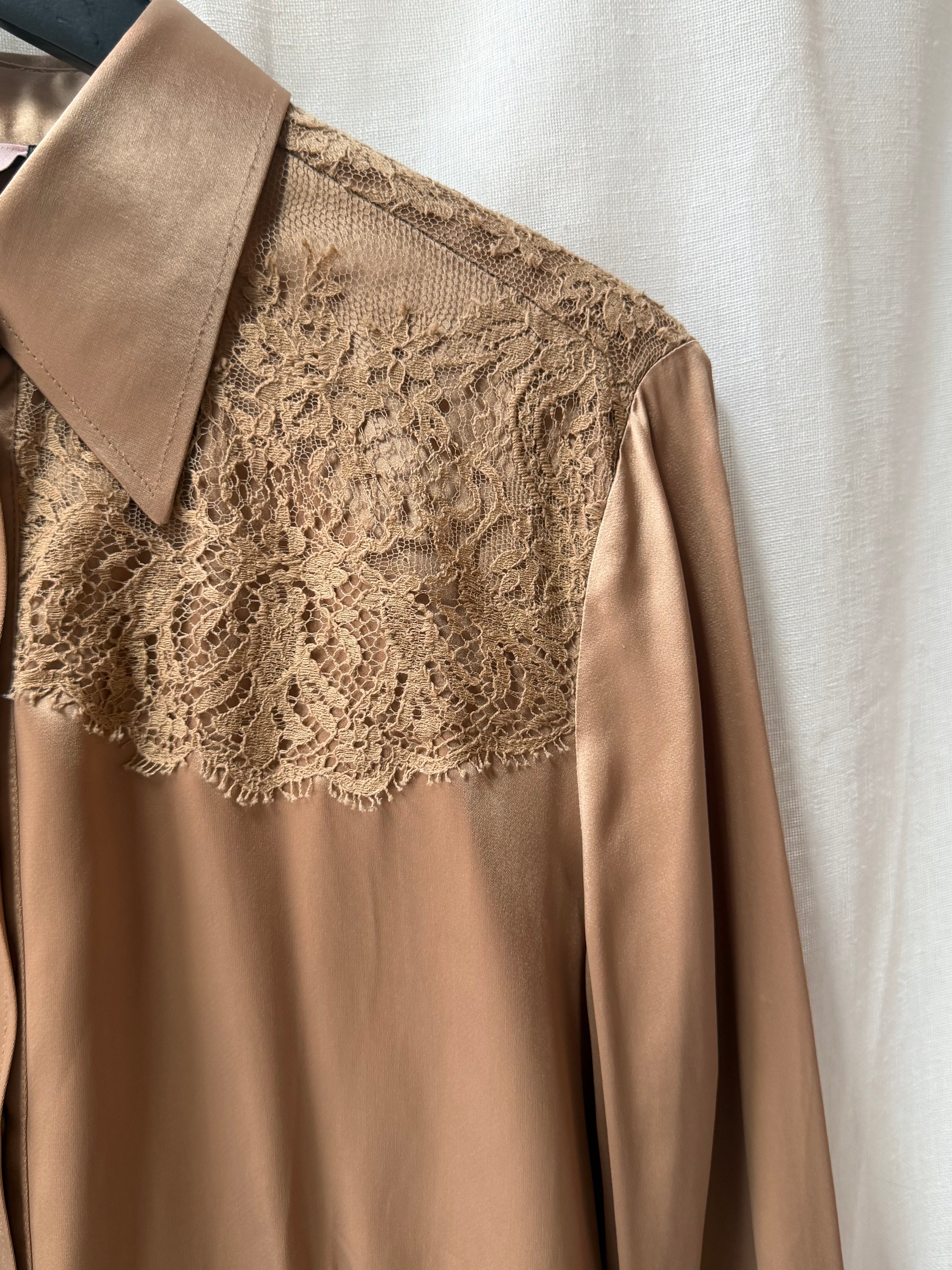 RED Valentino Satin & Lace Blouse