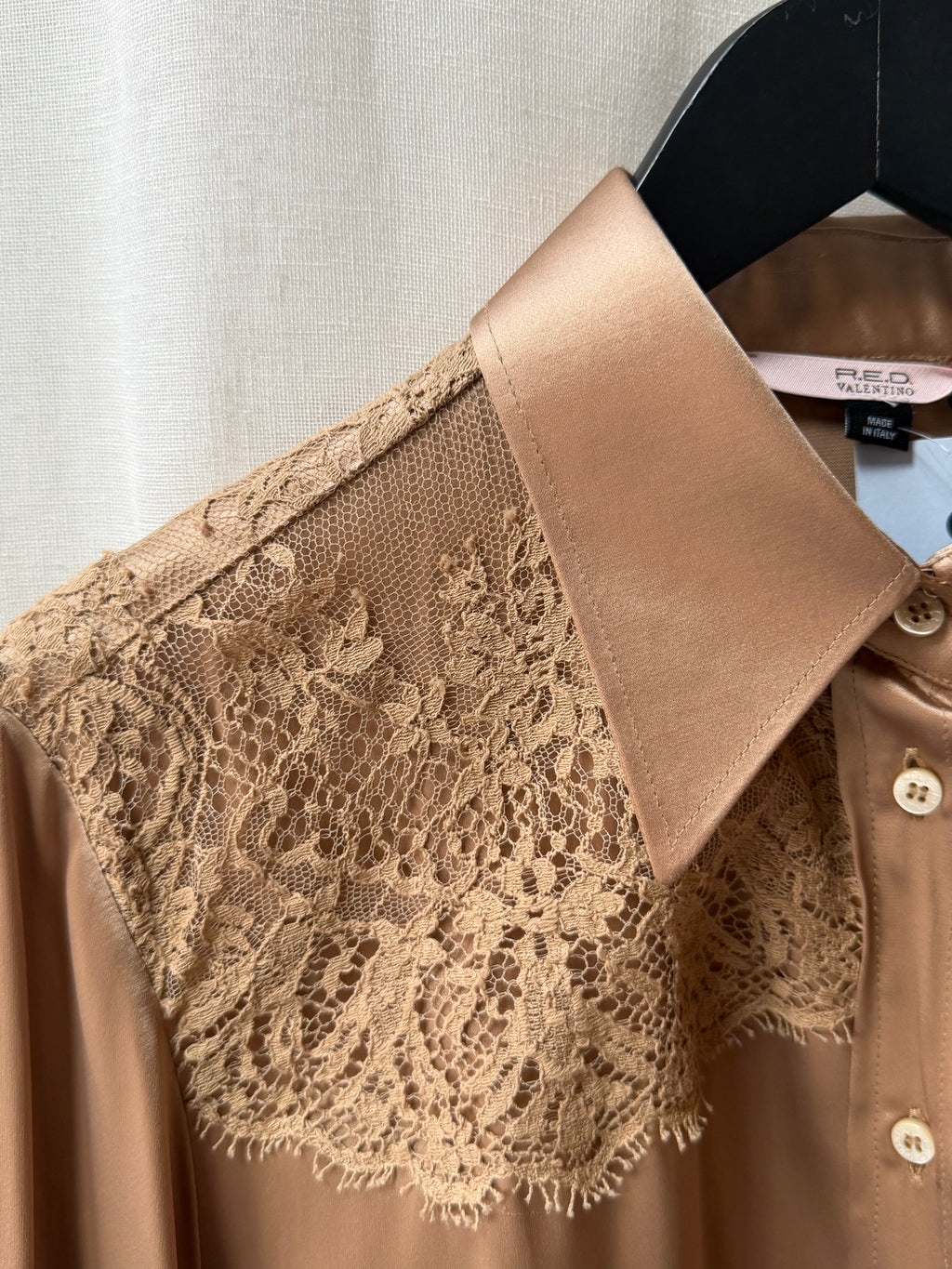 RED Valentino Satin & Lace Blouse