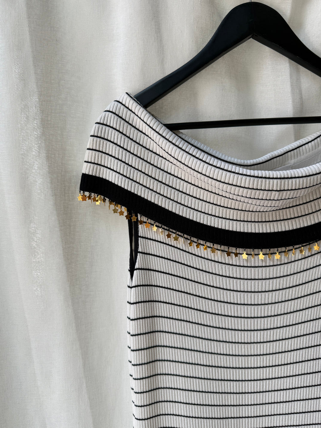 Vintage Escada Off-The-Shoulder Striped Maxi Dress