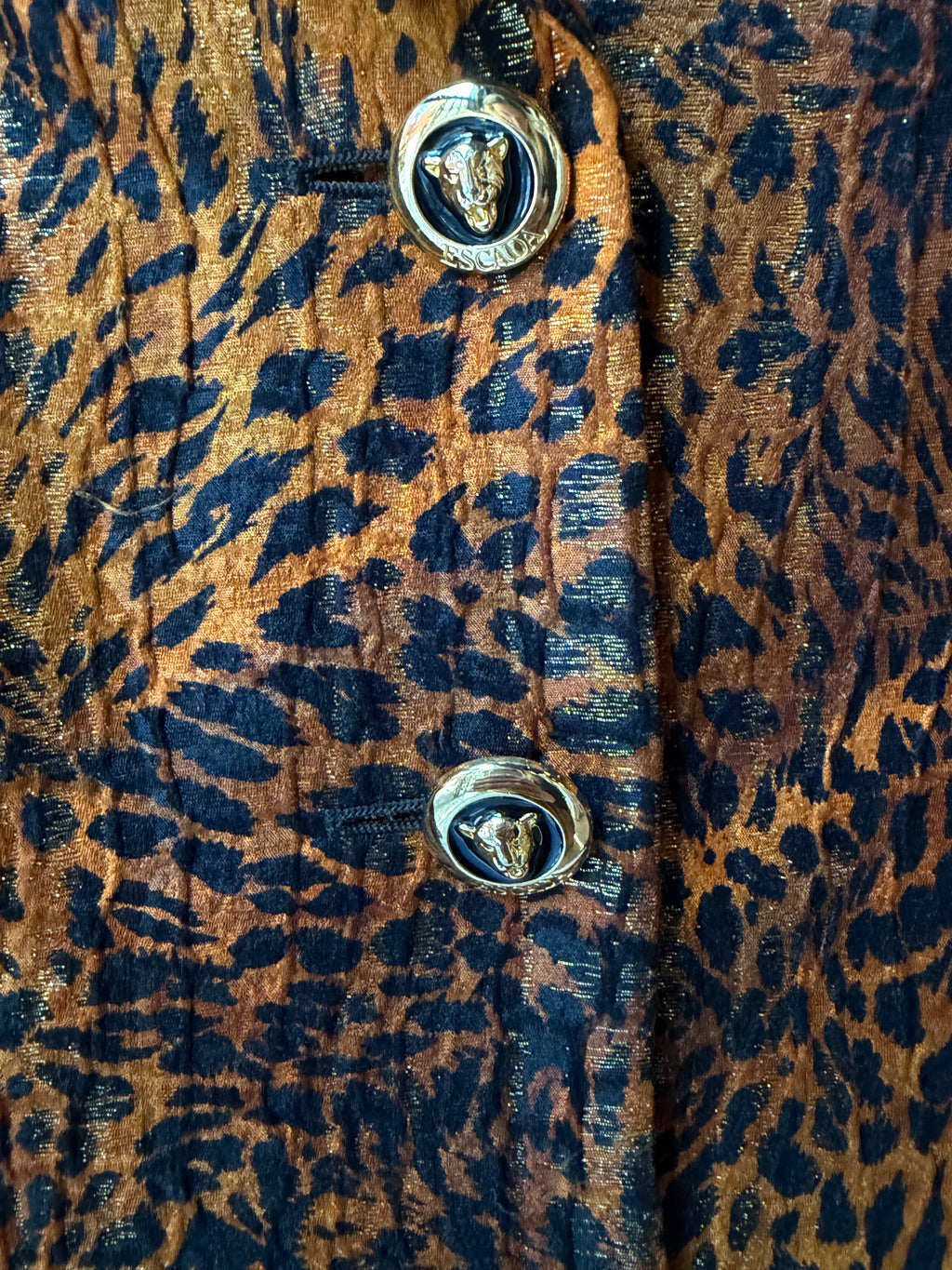 Vintage Escada Shimmering Leopard Blazer & Skirt Set