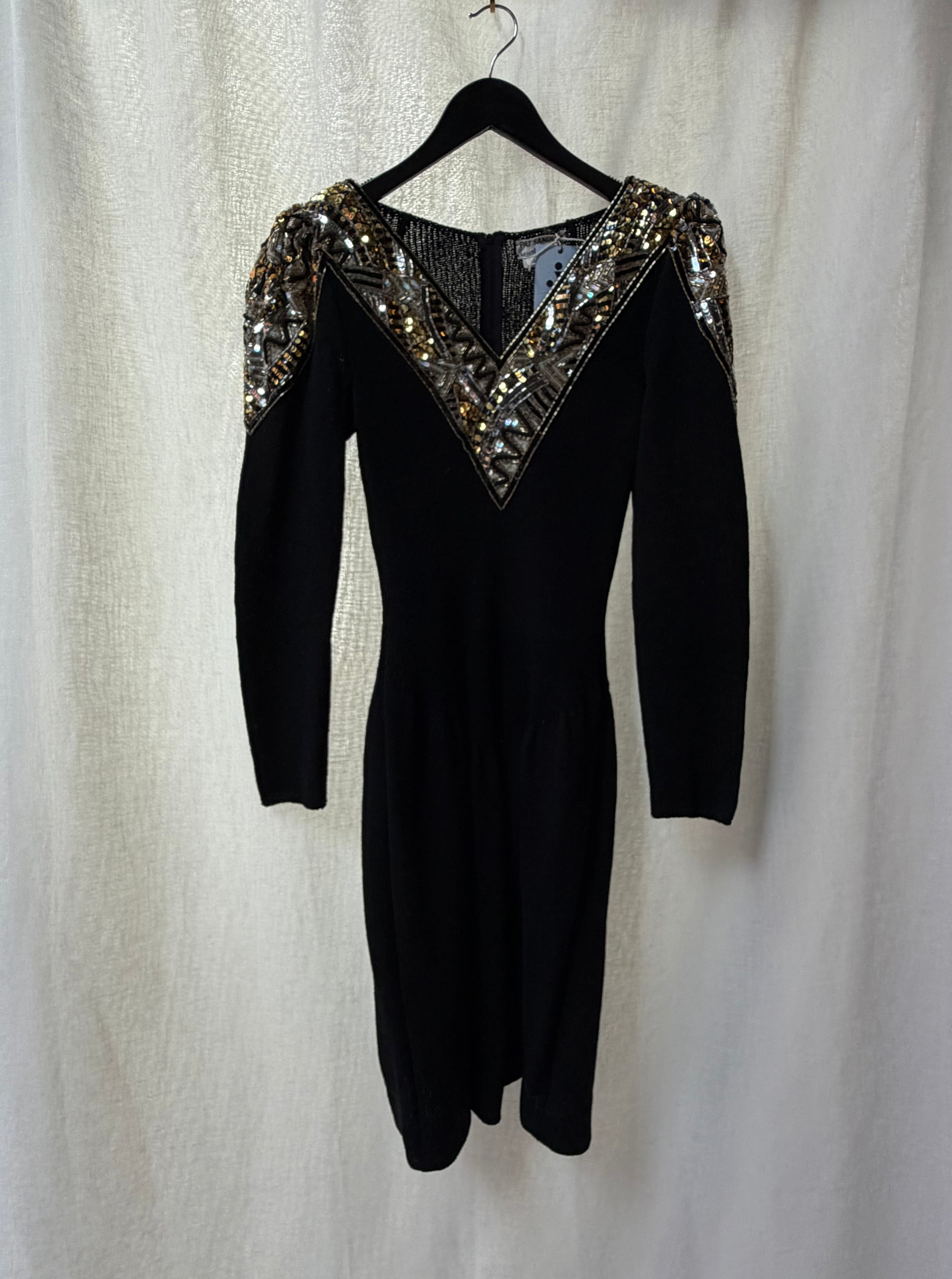 Pat Sandler Black Knit Sequin  Dress