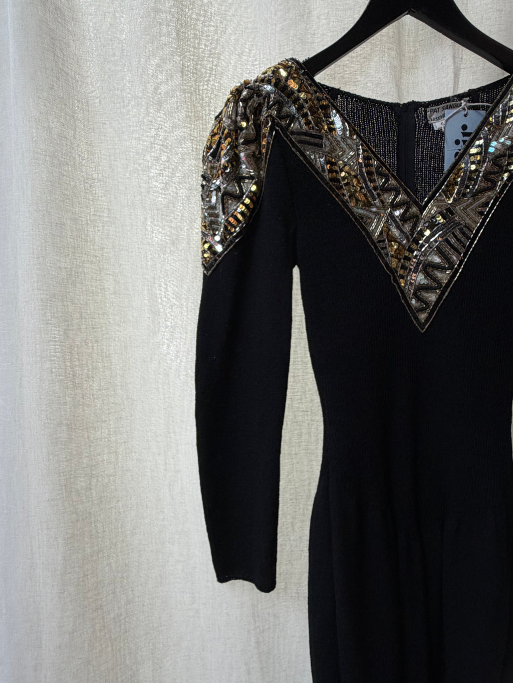 Pat Sandler Black Knit Sequin  Dress