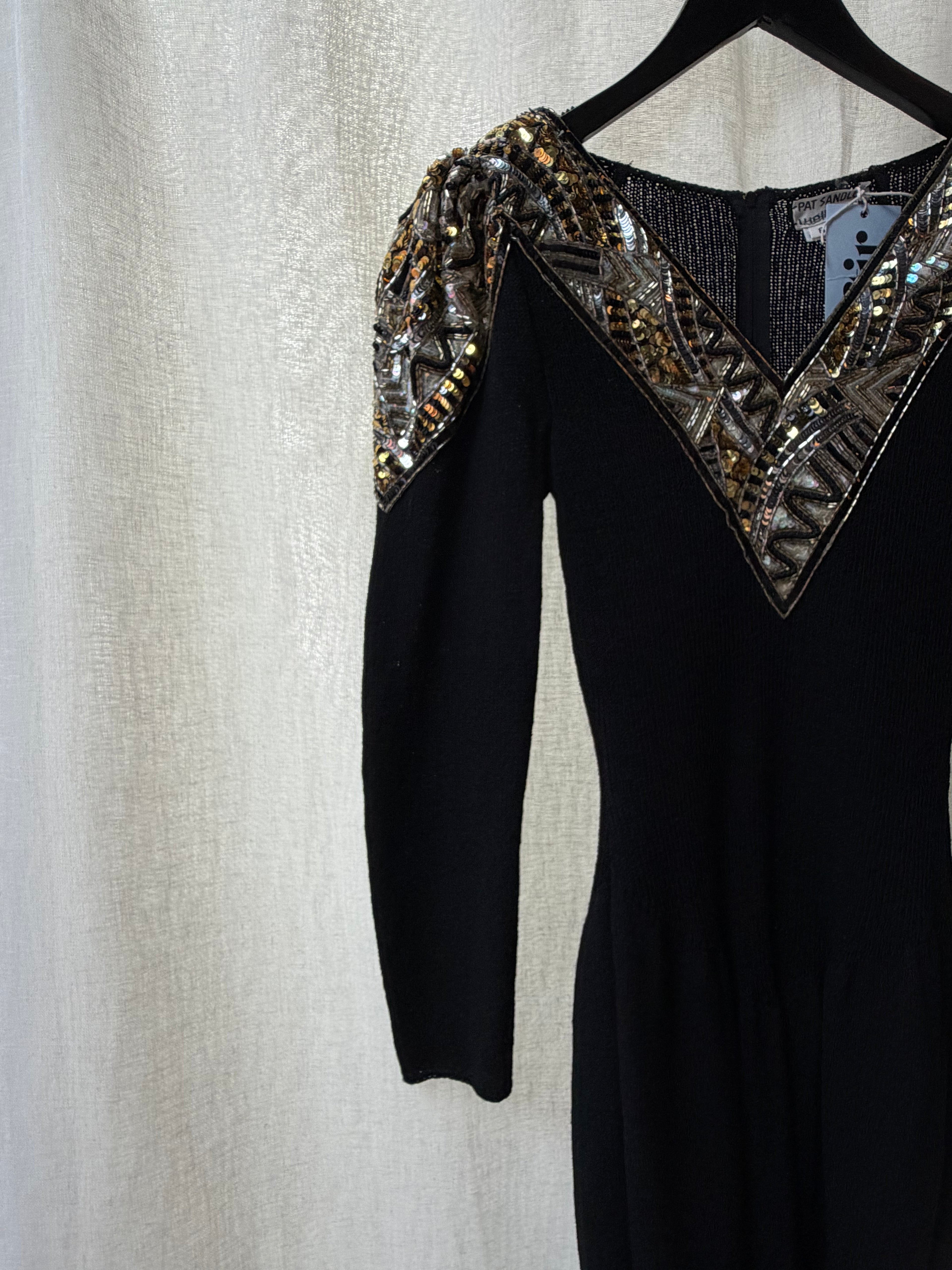 Pat Sandler Black Knit Sequin  Dress