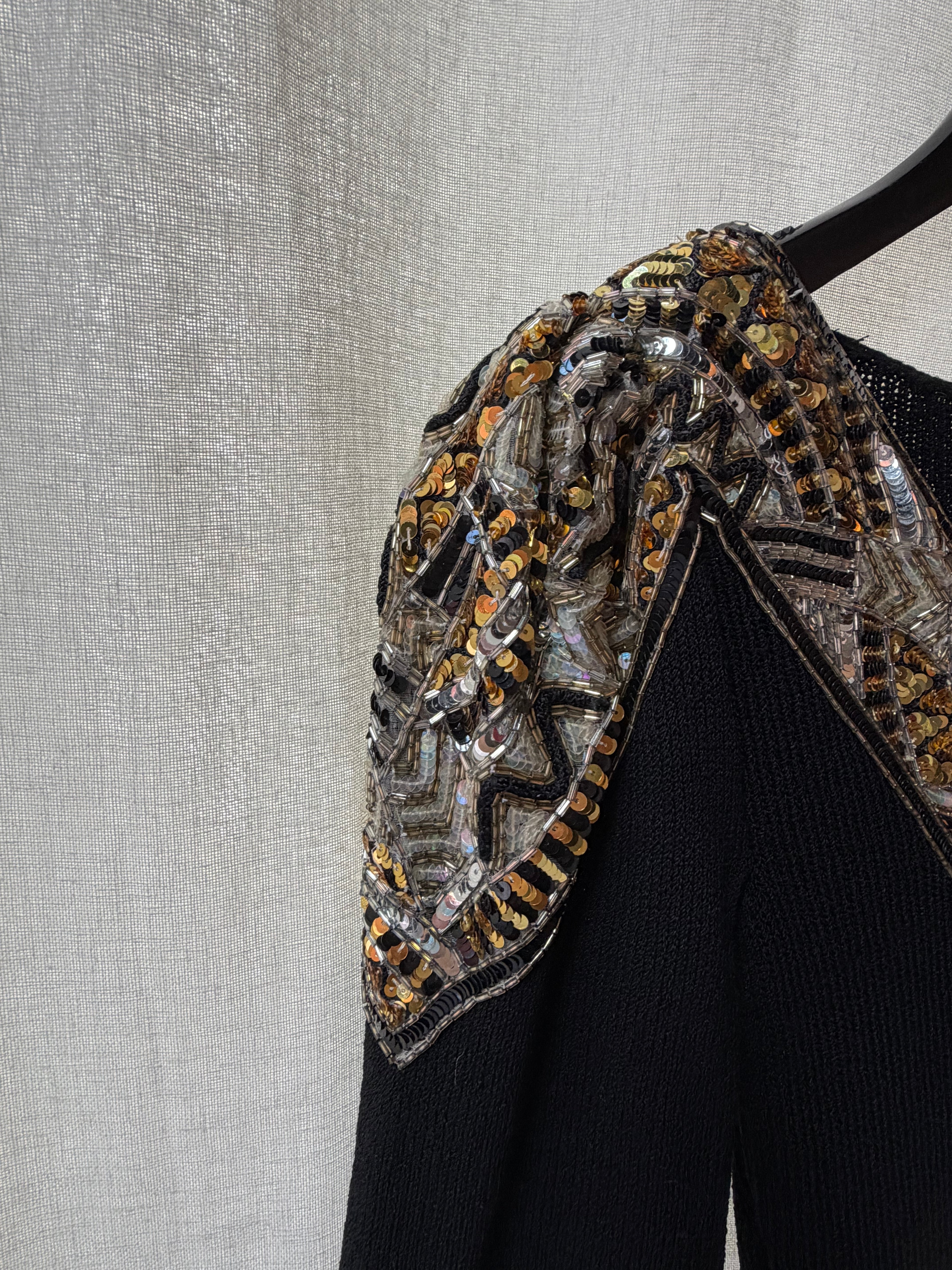 Pat Sandler Black Knit Sequin  Dress