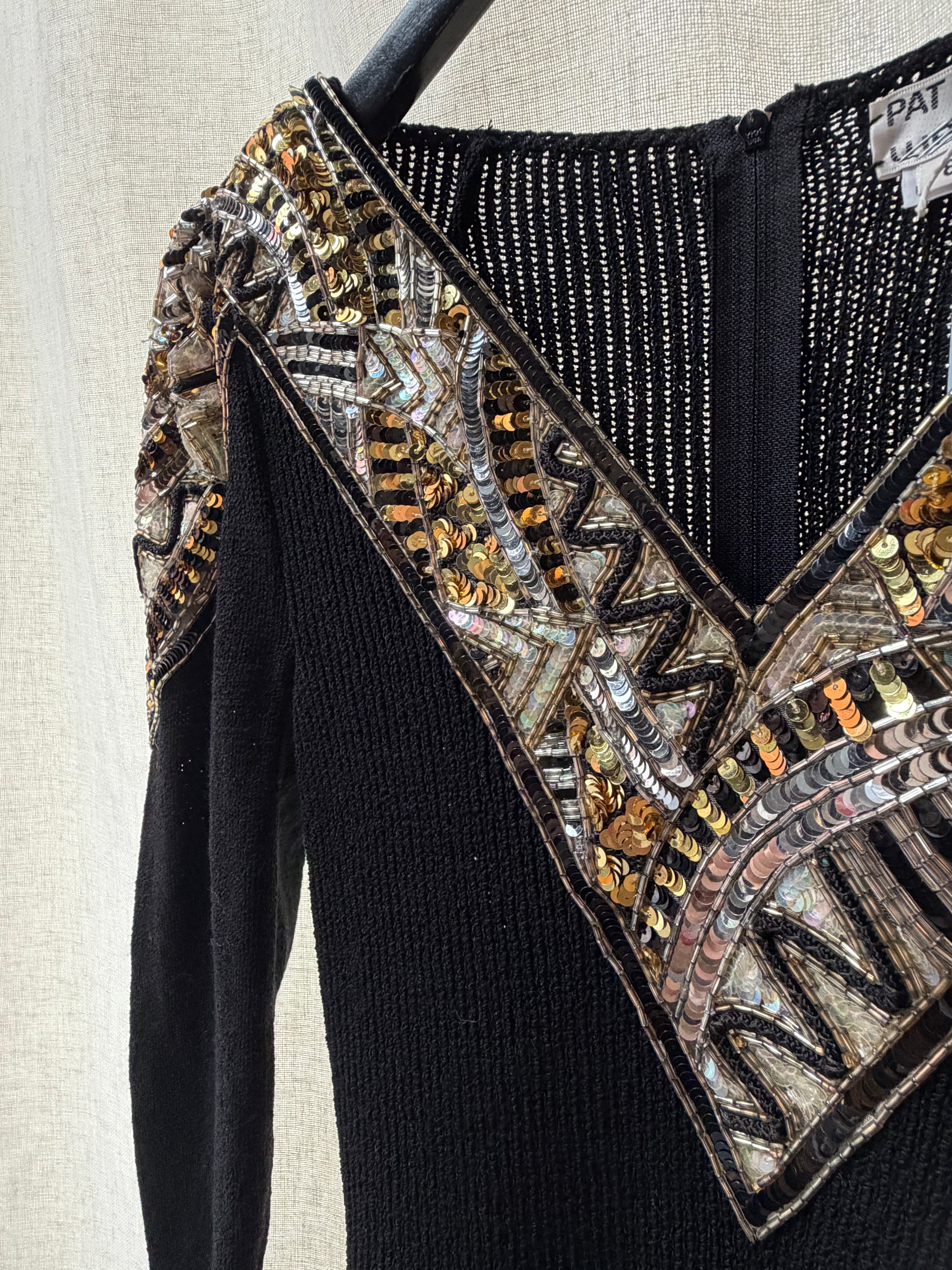Pat Sandler Black Knit Sequin  Dress