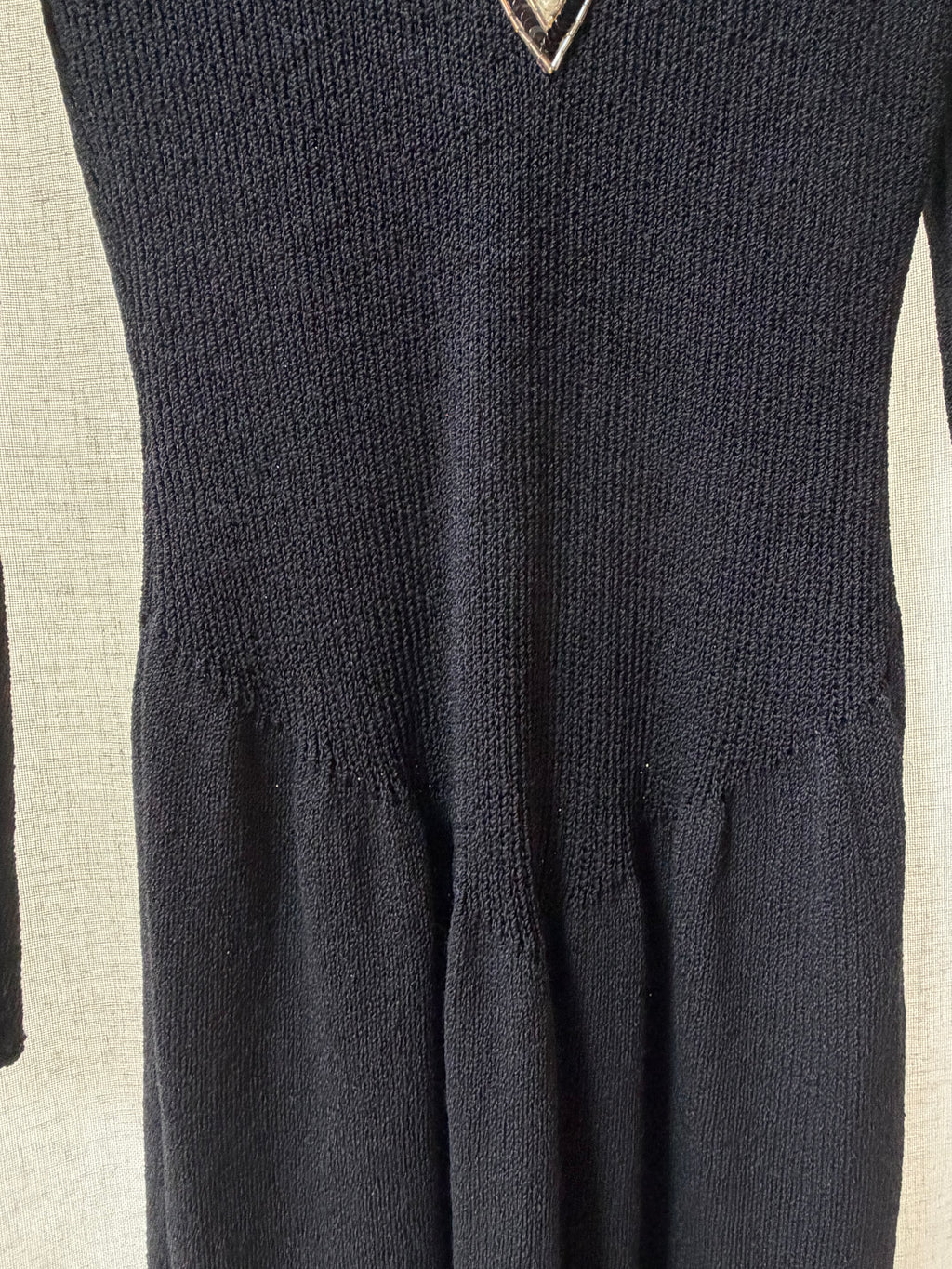 Pat Sandler Black Knit Sequin  Dress