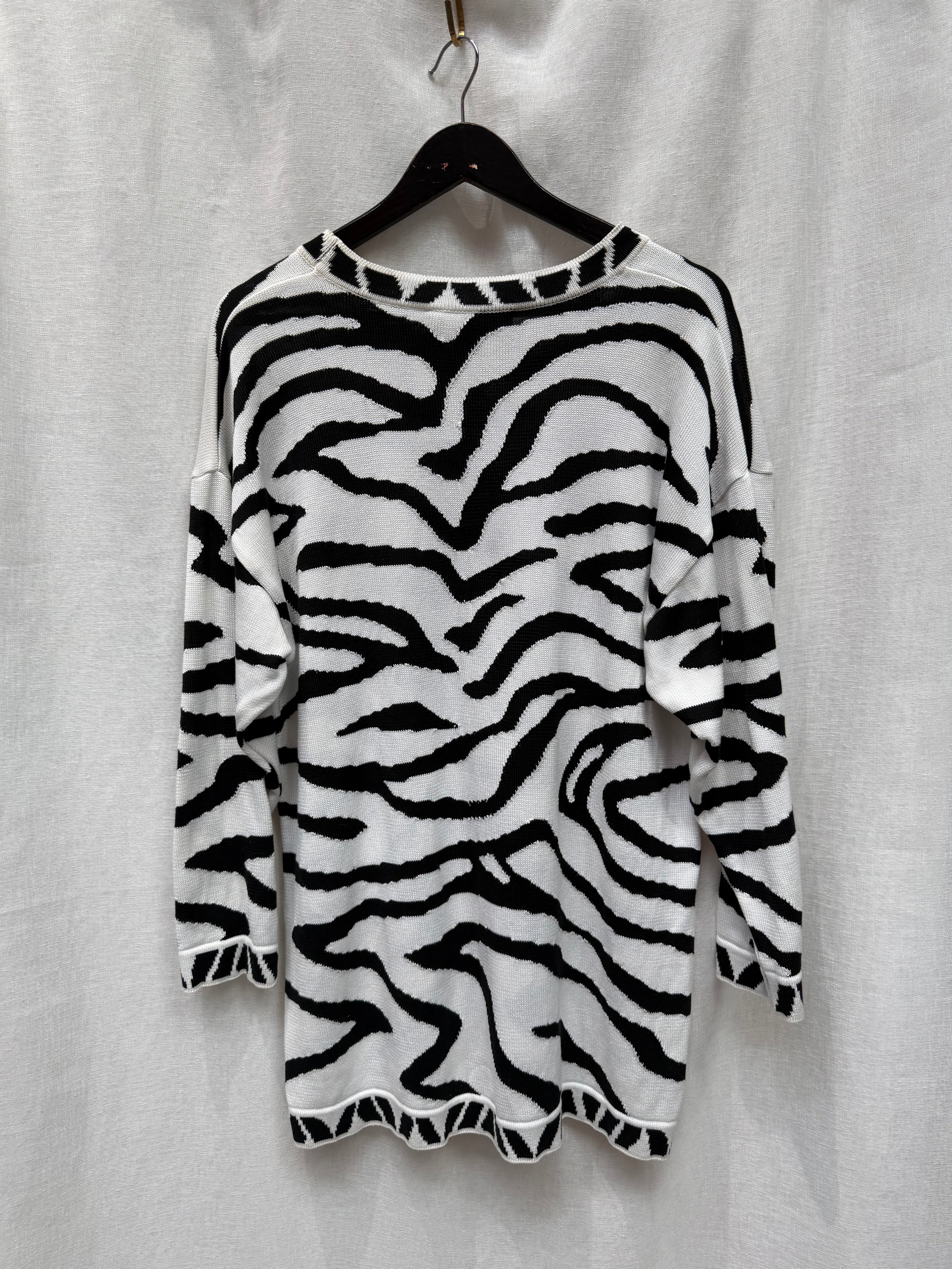 Vintage Escada Zebra Print Knit Skirt Set