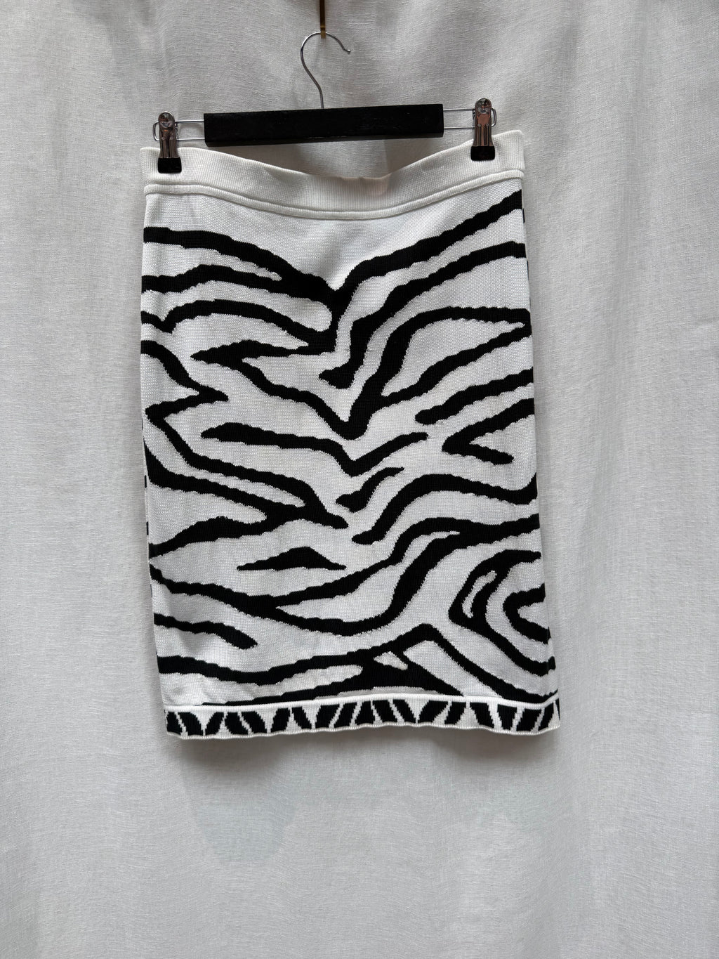 Vintage Escada Zebra Print Knit Skirt Set