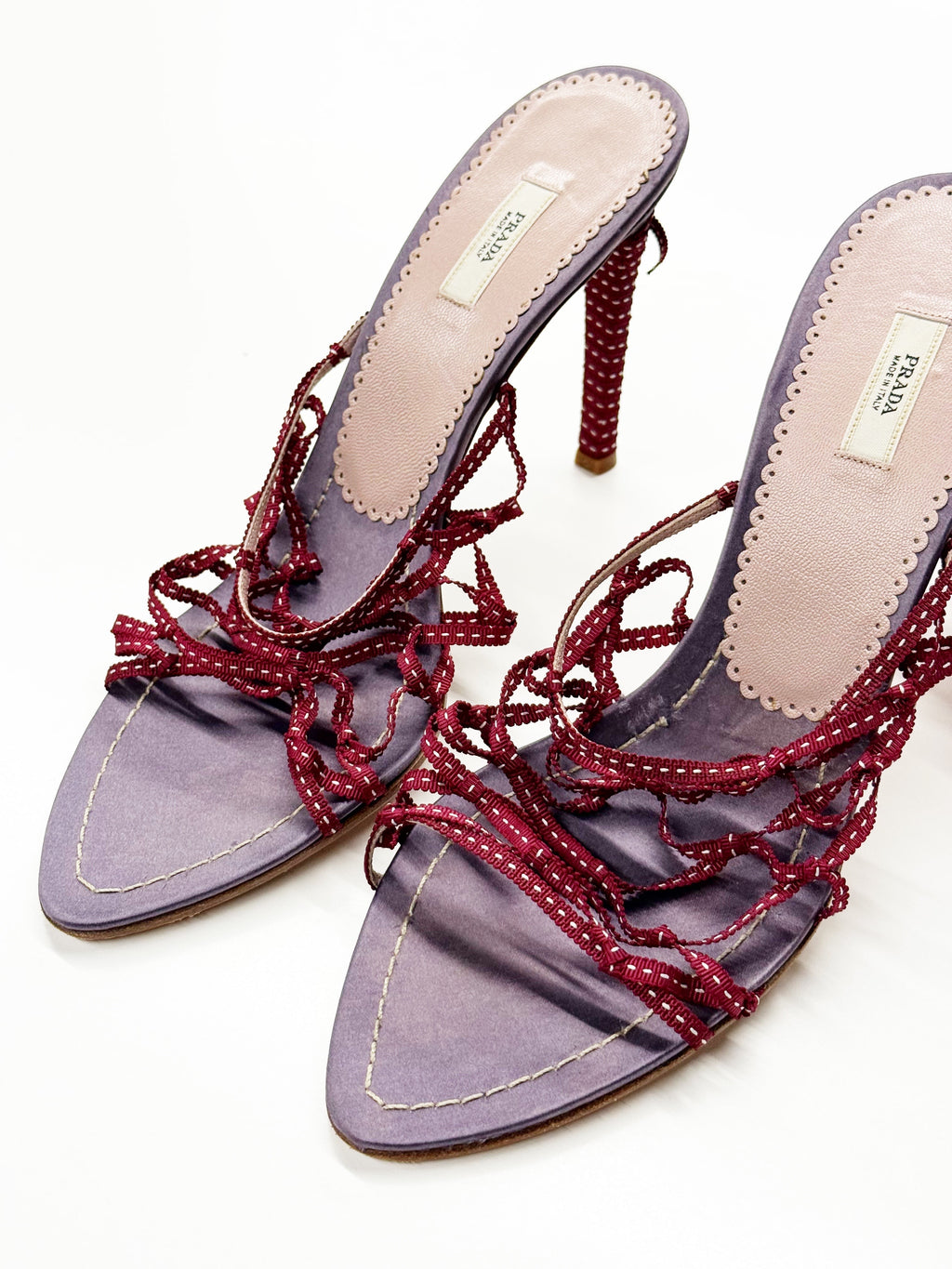 Prada Satin Cage Strap Mules