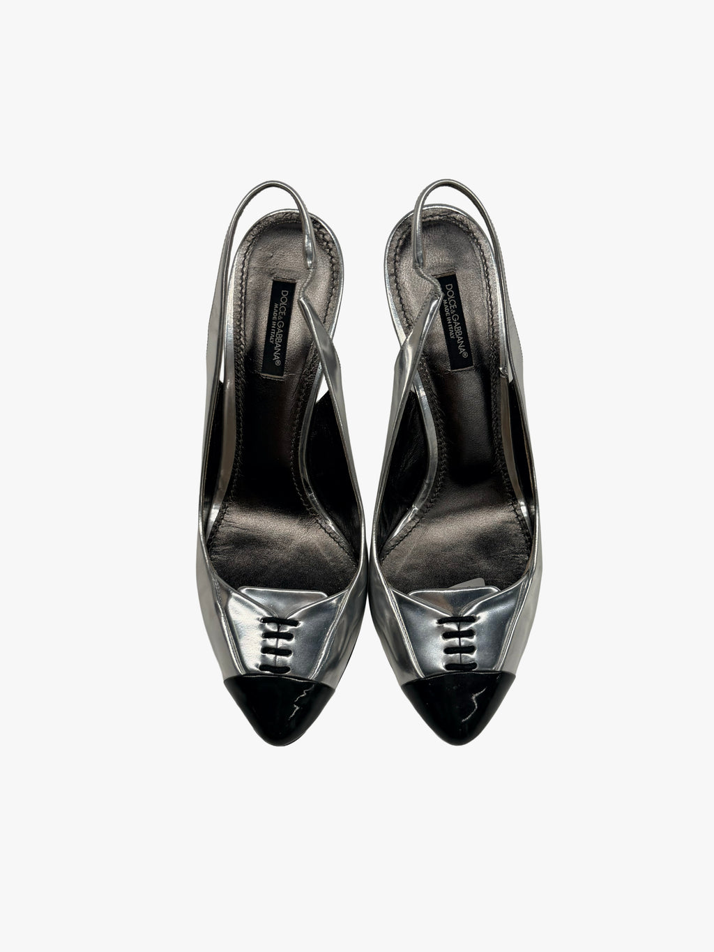 Dolce & Gabbana Metallic Lace-Up Slingbacks