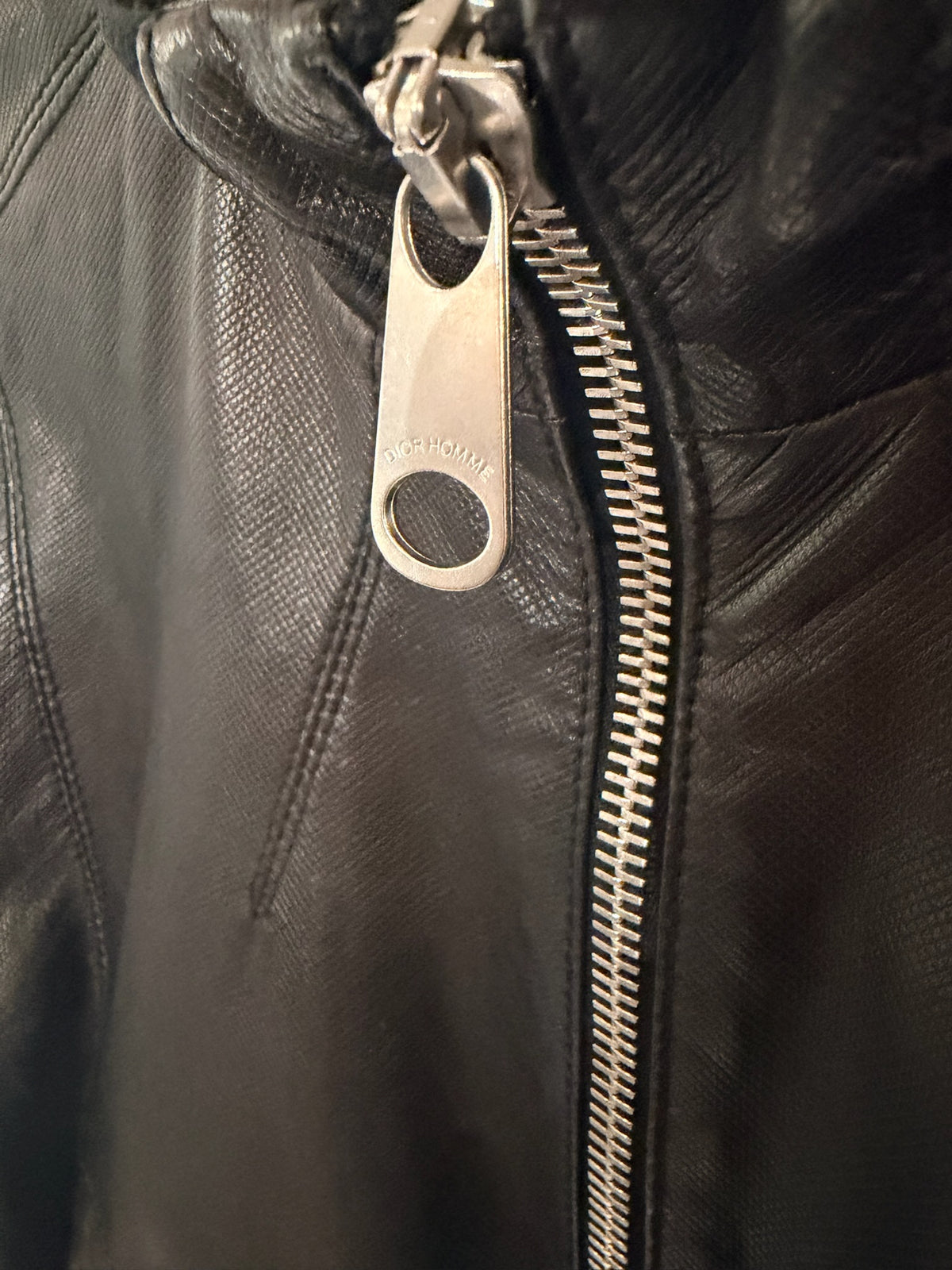 Dior Homme Black Leather Utility Bomber Jacket