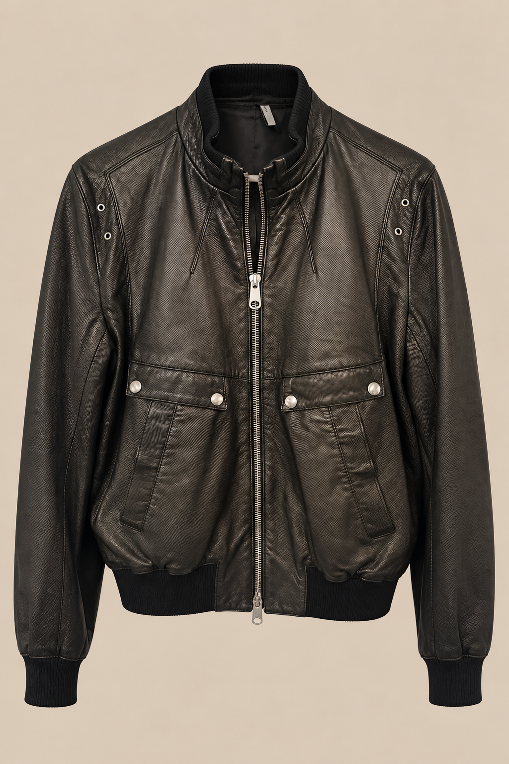 Dior Homme Black Leather Utility Bomber Jacket