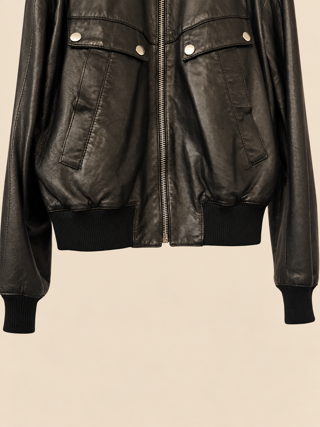 Dior Homme Black Leather Utility Bomber Jacket