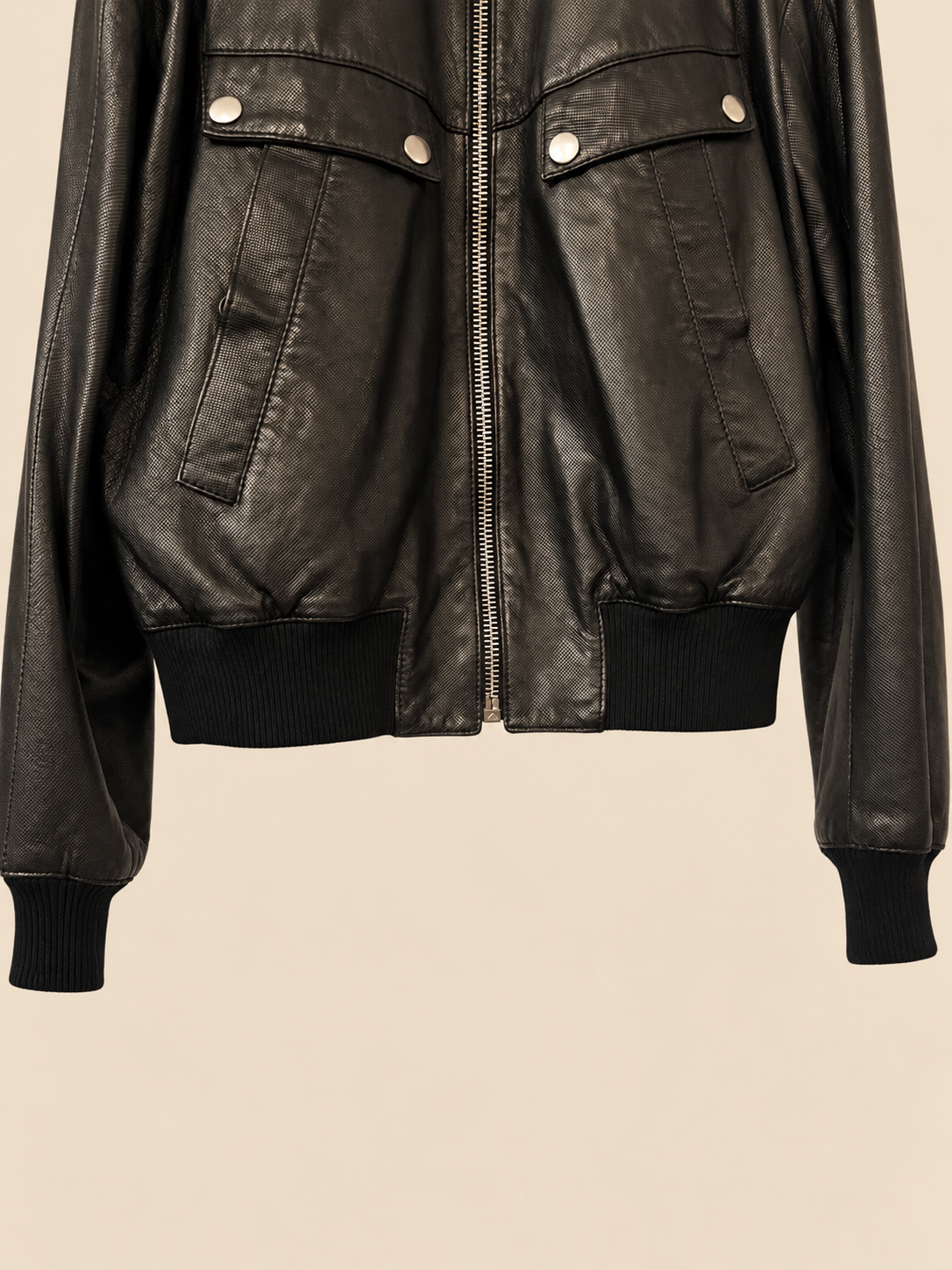 Dior Homme Black Leather Utility Bomber Jacket