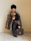 Vintage Leopard Print Genuine Fur Coat