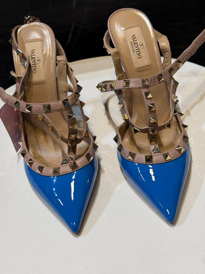 Valentino Rockstud Pumps: Blue & Gold