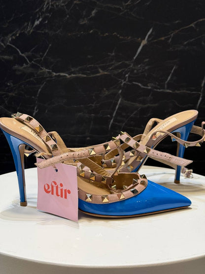 Valentino Rockstud Pumps: Blue & Gold