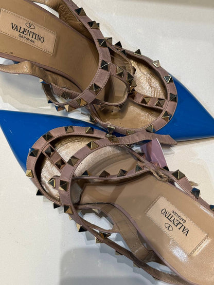 Valentino Rockstud Pumps: Blue & Gold