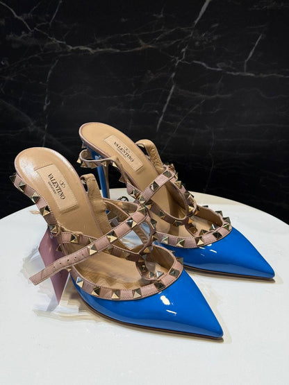 Valentino Rockstud Pumps: Blue & Gold