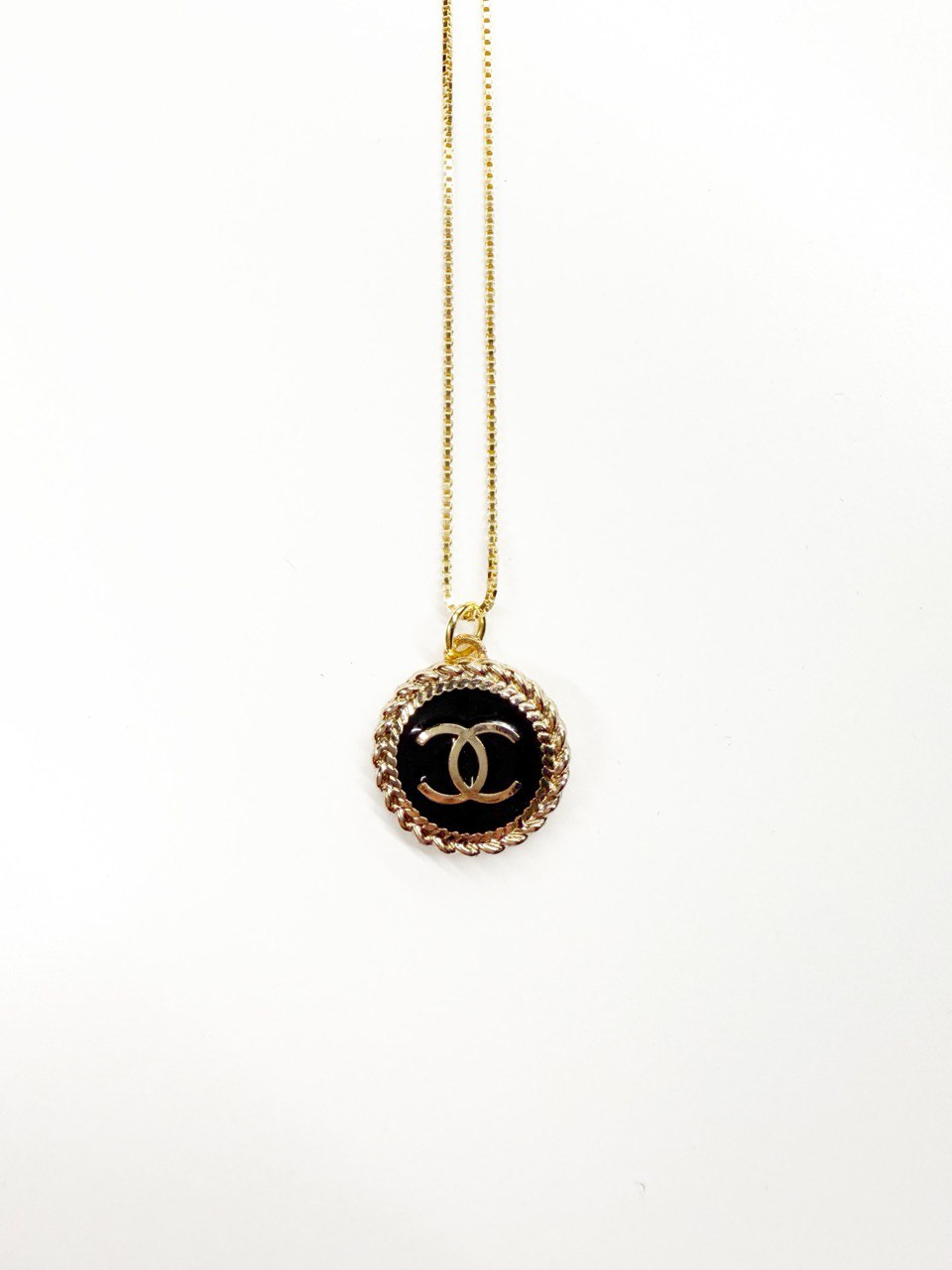 Vintage Chanel Clover and Logo Pendant Necklace