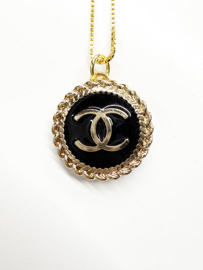 Vintage Chanel Clover and Logo Pendant Necklace