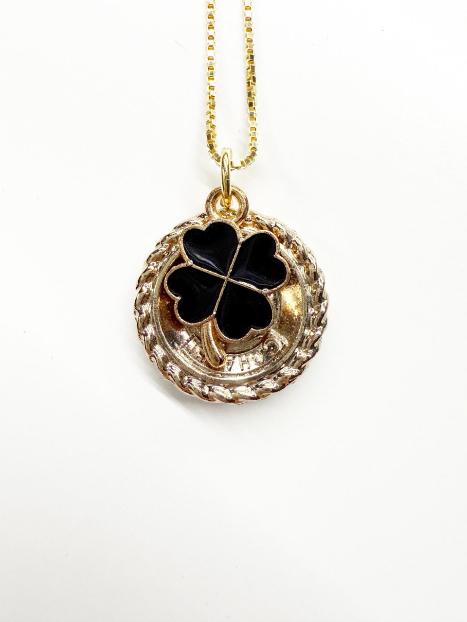 Vintage Chanel Clover and Logo Pendant Necklace