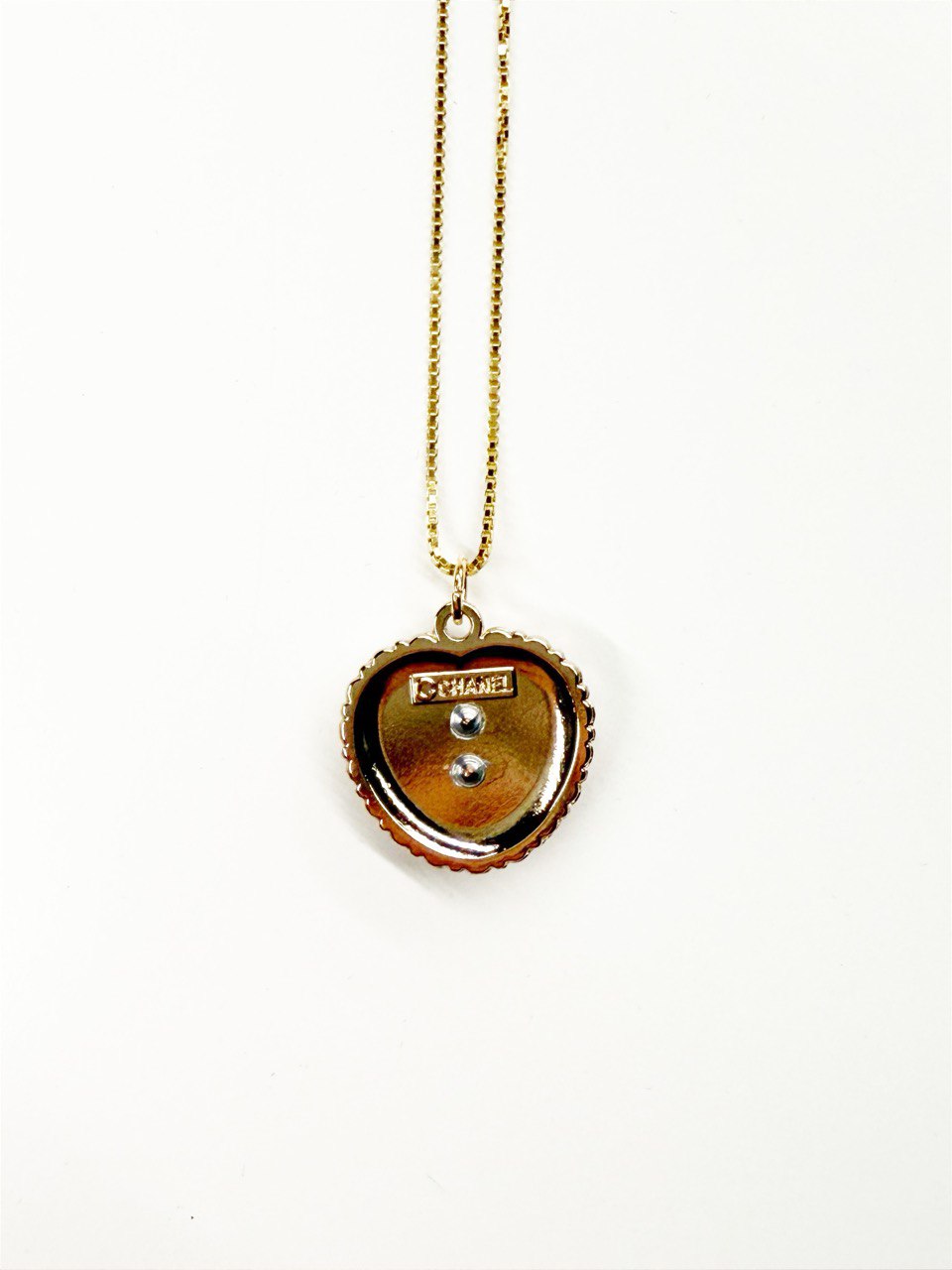 Vintage Chanel Pearl Encrusted Heart Pendant Necklace