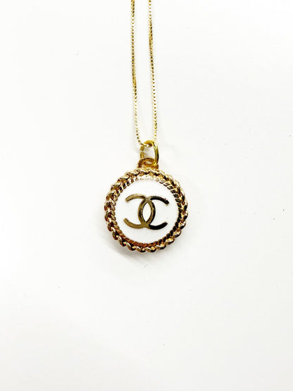 Vintage Chanel Clover and Logo Pendant Necklace