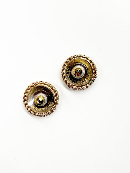 Vintage Chanel Logo Button Earrings