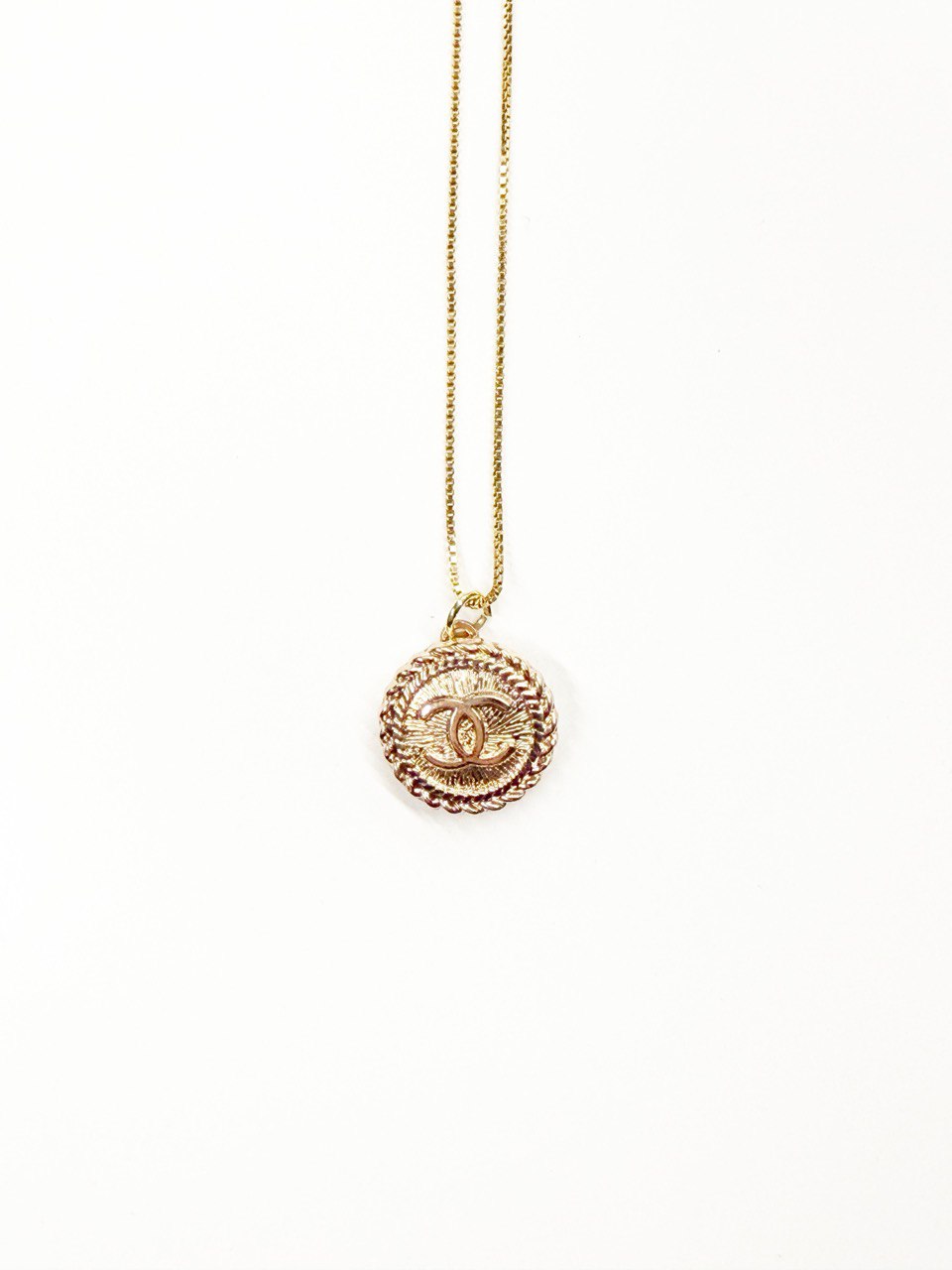 Vintage Chanel Spiral Logo Pendant Necklace