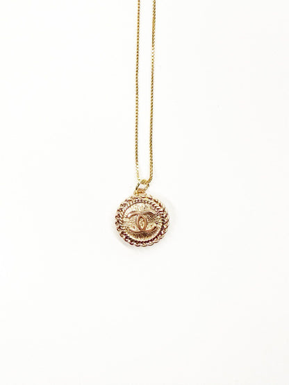 Vintage Chanel Spiral Logo Pendant Necklace