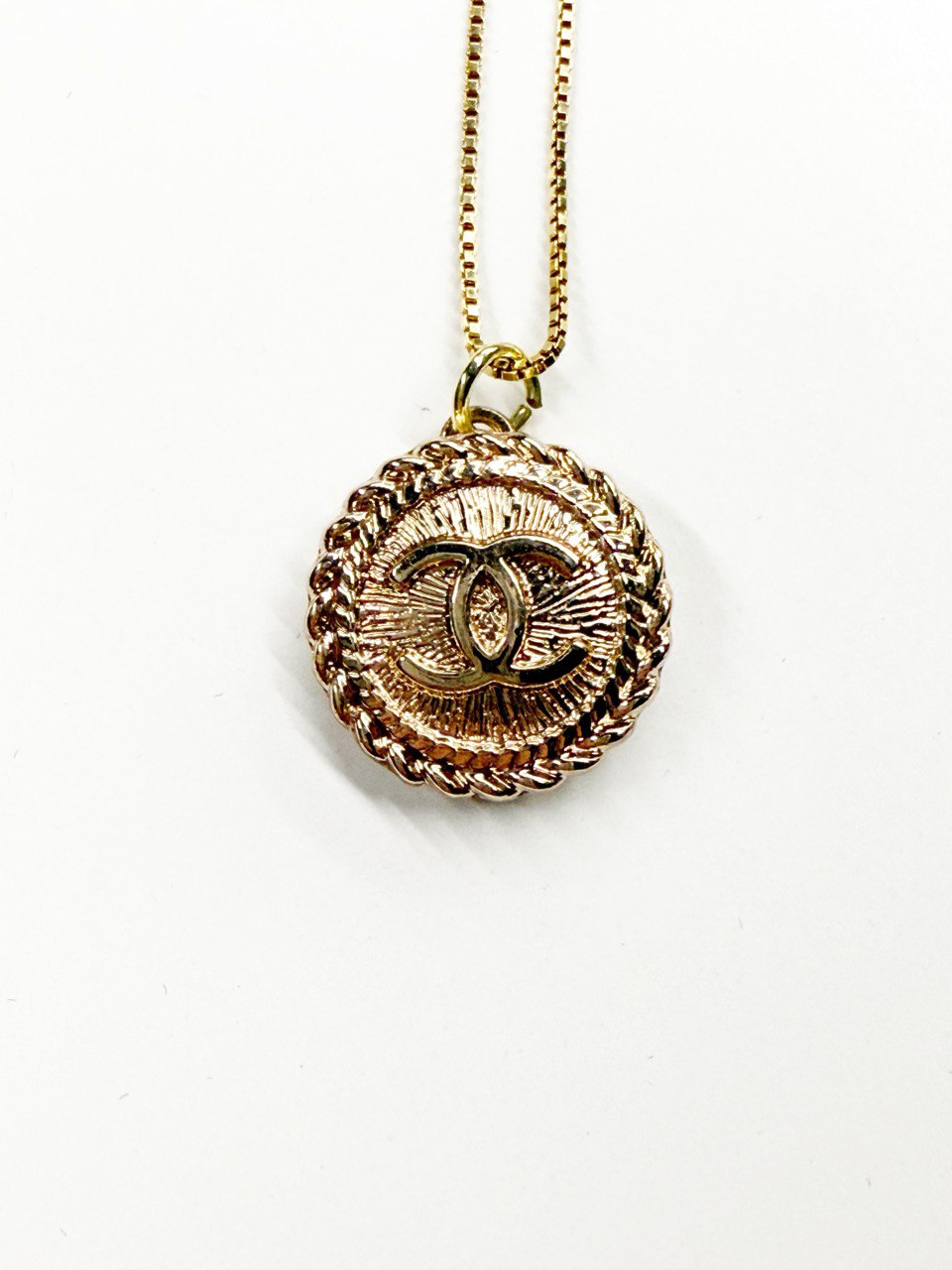 Vintage Chanel Spiral Logo Pendant Necklace