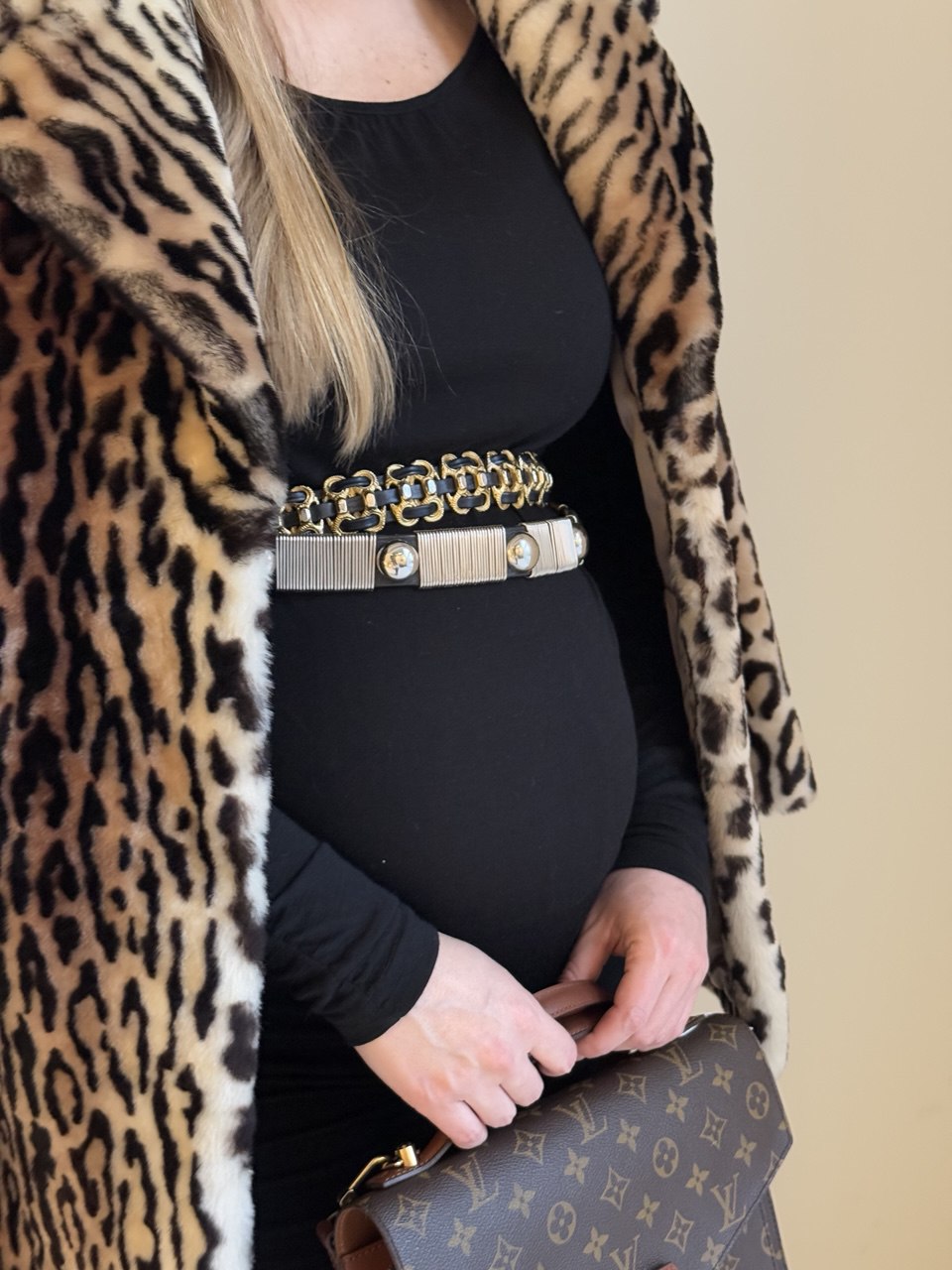 Vintage Leopard Print Genuine Fur Coat