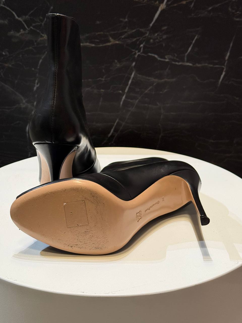 Gianvito Rossi Black Peep-Toe Lace-Up Ankle Boots