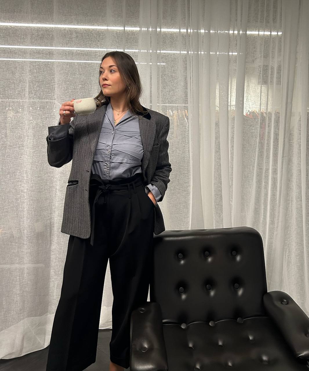 L’Atelier Vintage Herringbone Blazer